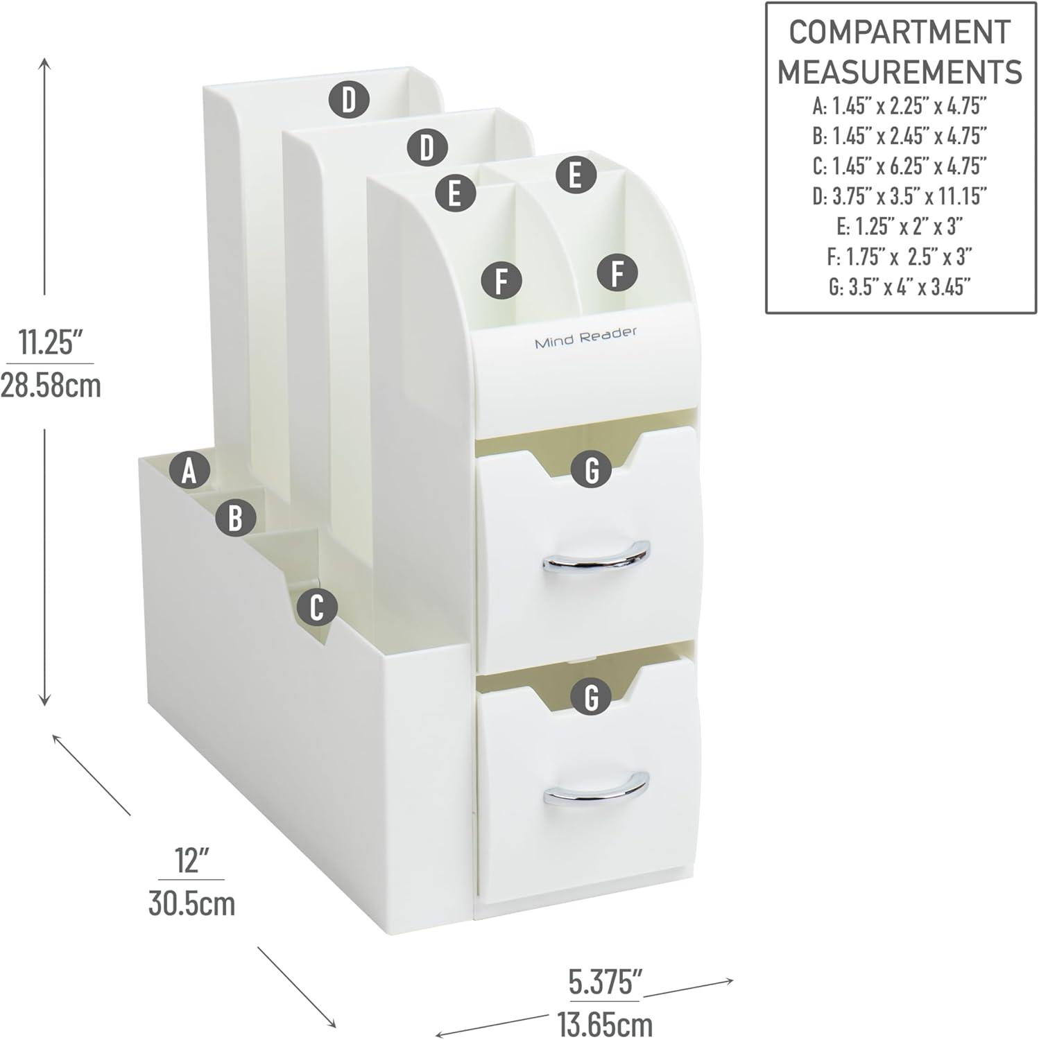 imageMind Reader Cup and Condiment Station Countertop Organizer Coffee Bar Kitchen Stirrers 5375L x 12W x 1125H White