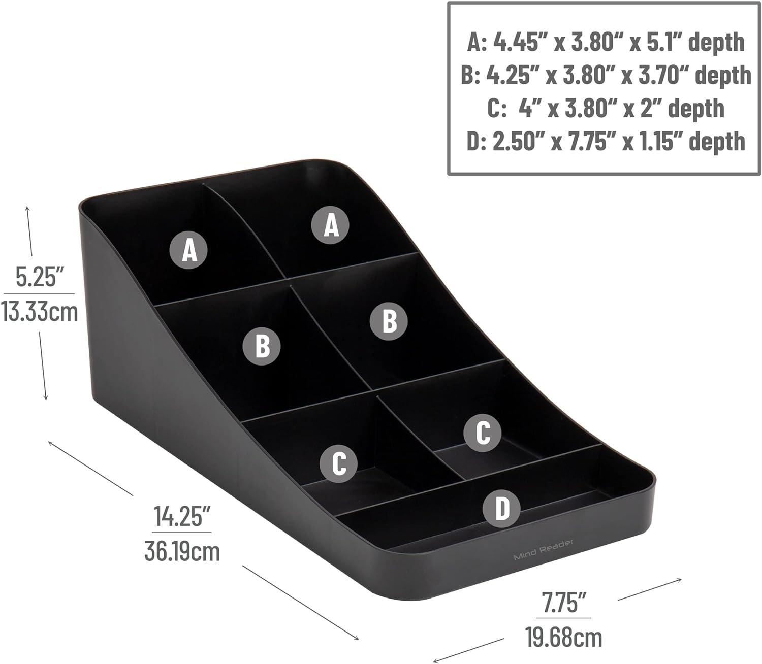 imageMind Reader Cup and Condiment Station Set of 2 Countertop Organizer Coffee Bar Kitchen 725L x 155W x 525H BlackBlack