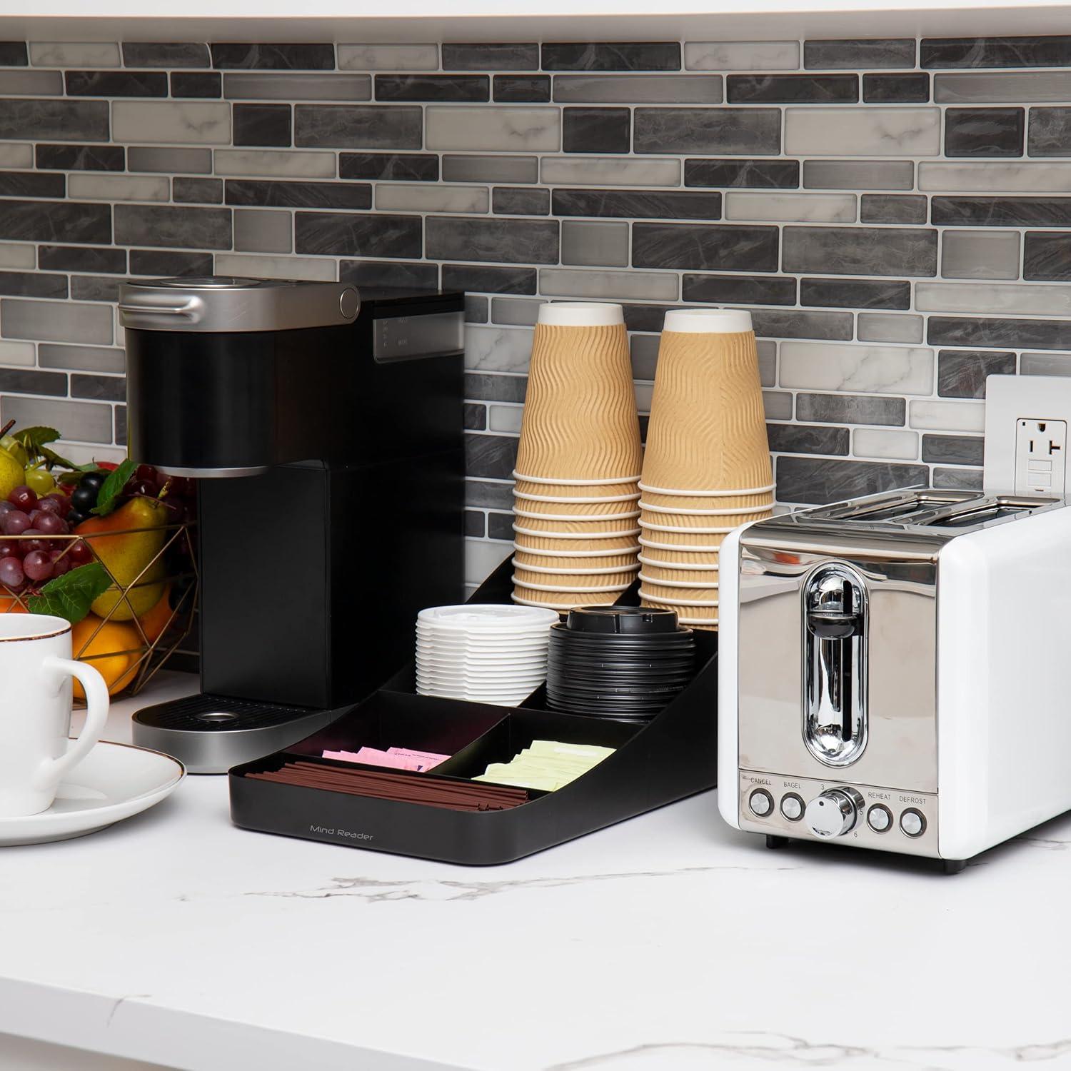 imageMind Reader Cup and Condiment Station Set of 2 Countertop Organizer Coffee Bar Kitchen 725L x 155W x 525H BlackBlack