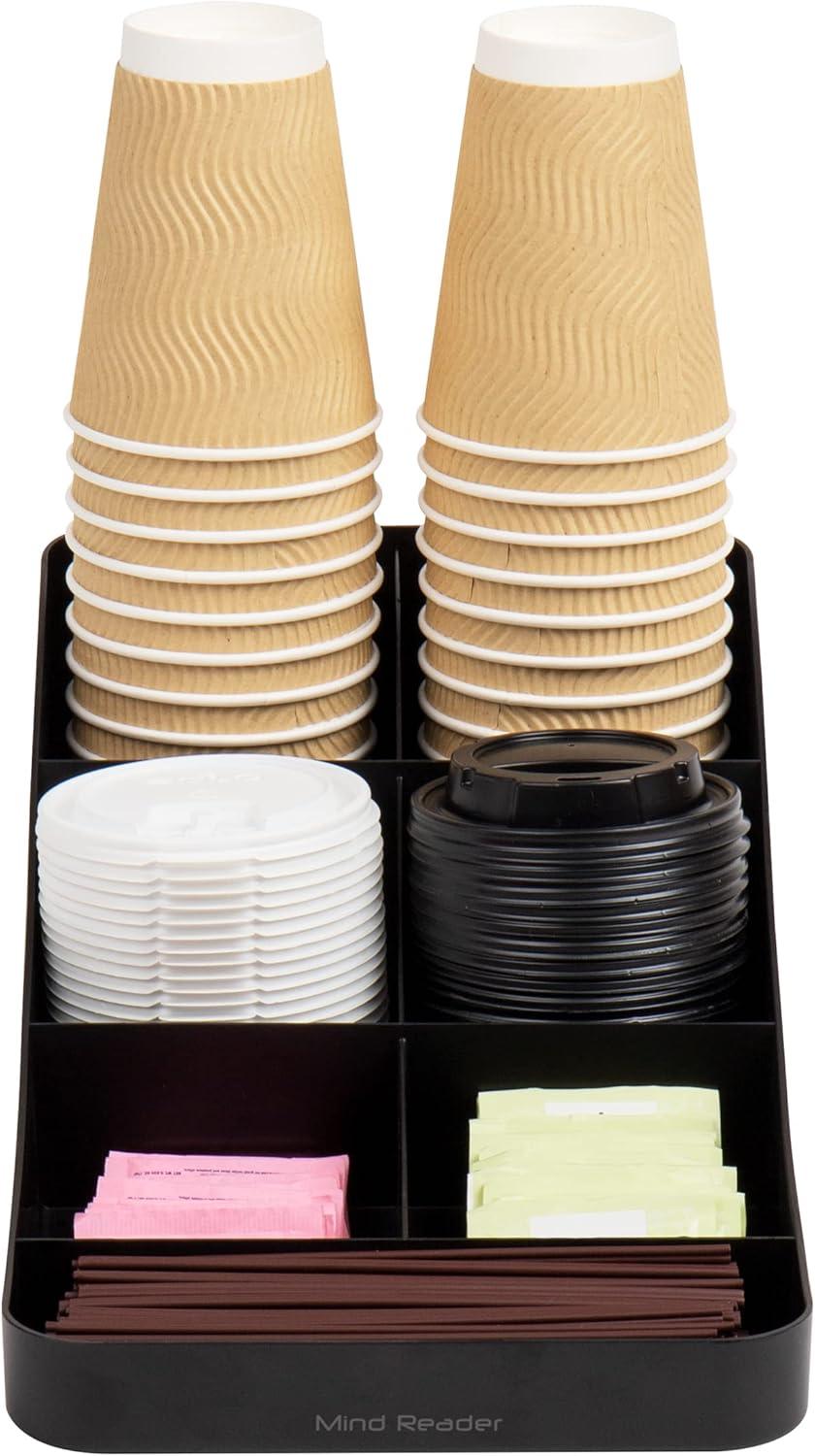 imageMind Reader Cup and Condiment Station Set of 2 Countertop Organizer Coffee Bar Kitchen 725L x 155W x 525H BlackBlack