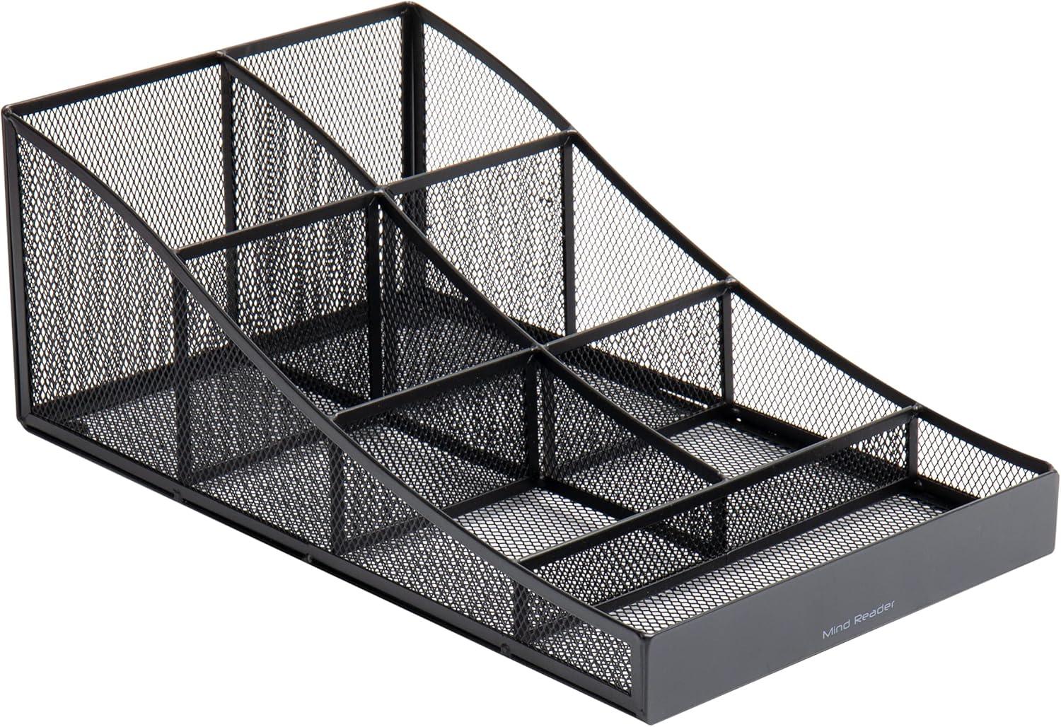 imageMind Reader Cup and Condiment Station Set of 2 Countertop Organizer Coffee Bar Kitchen 725L x 155W x 525H BlackBlack Mesh