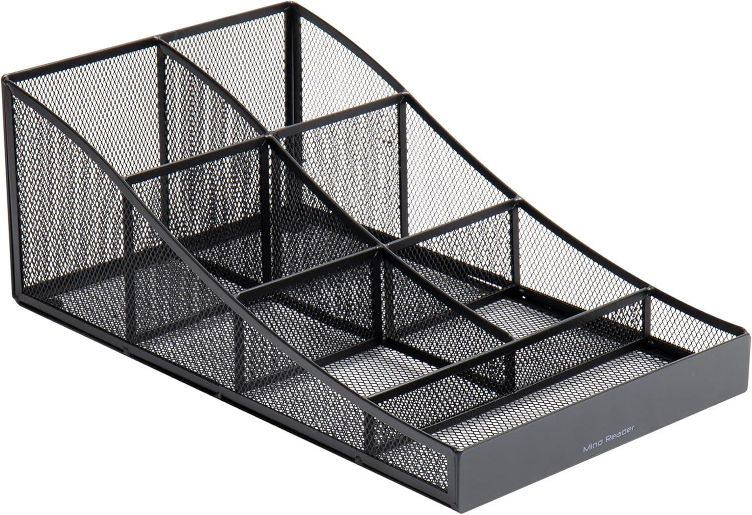 imageMind Reader Cup and Condiment Station Set of 2 Countertop Organizer Coffee Bar Kitchen 725L x 155W x 525H BlackBlack Mesh