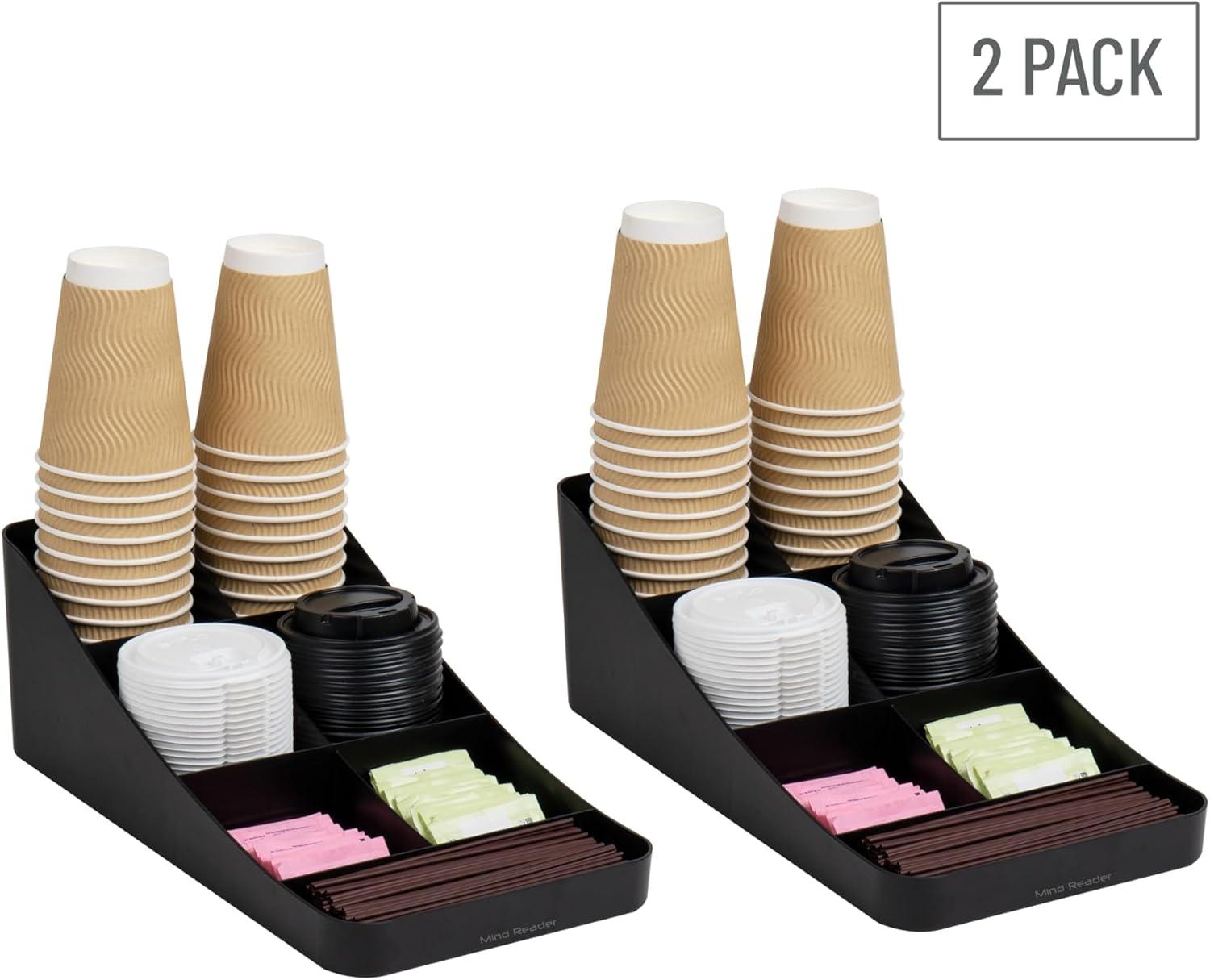 imageMind Reader Cup and Condiment Station Set of 2 Countertop Organizer Coffee Bar Kitchen 725L x 155W x 525H BlackClassic Black