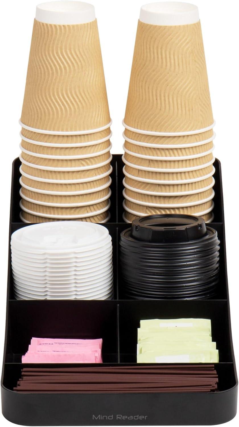 imageMind Reader Cup and Condiment Station Set of 2 Countertop Organizer Coffee Bar Kitchen 725L x 155W x 525H BlackClassic Black