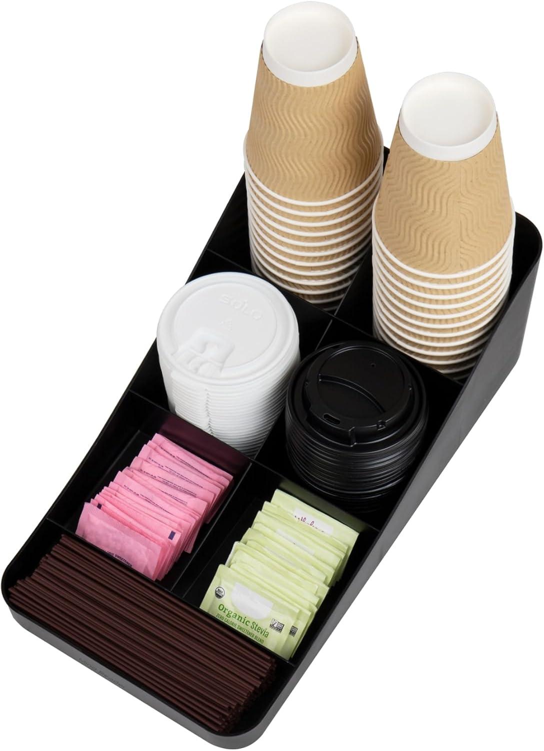 imageMind Reader Cup and Condiment Station Set of 2 Countertop Organizer Coffee Bar Kitchen 725L x 155W x 525H BlackClassic Black