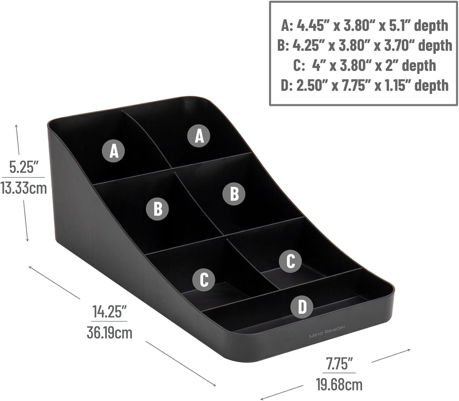 imageMind Reader Cup and Condiment Station Set of 2 Countertop Organizer Coffee Bar Kitchen 725L x 155W x 525H BlackClassic Black