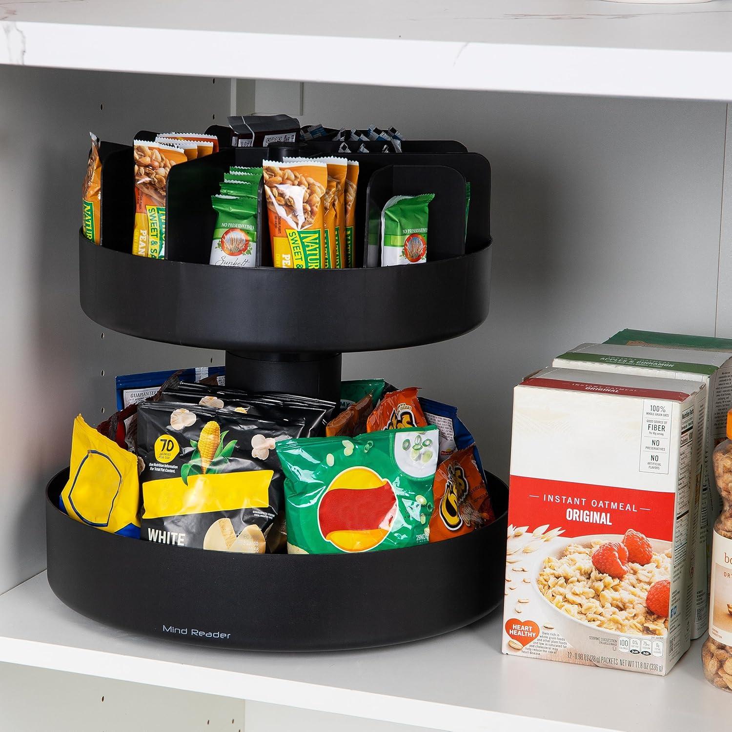 imageMind Reader Cup and Condiment Station Snack Carousel Set Countertop Organizer Pantry 17875Lx95Wx6625H 2 Pcs BlackBlack