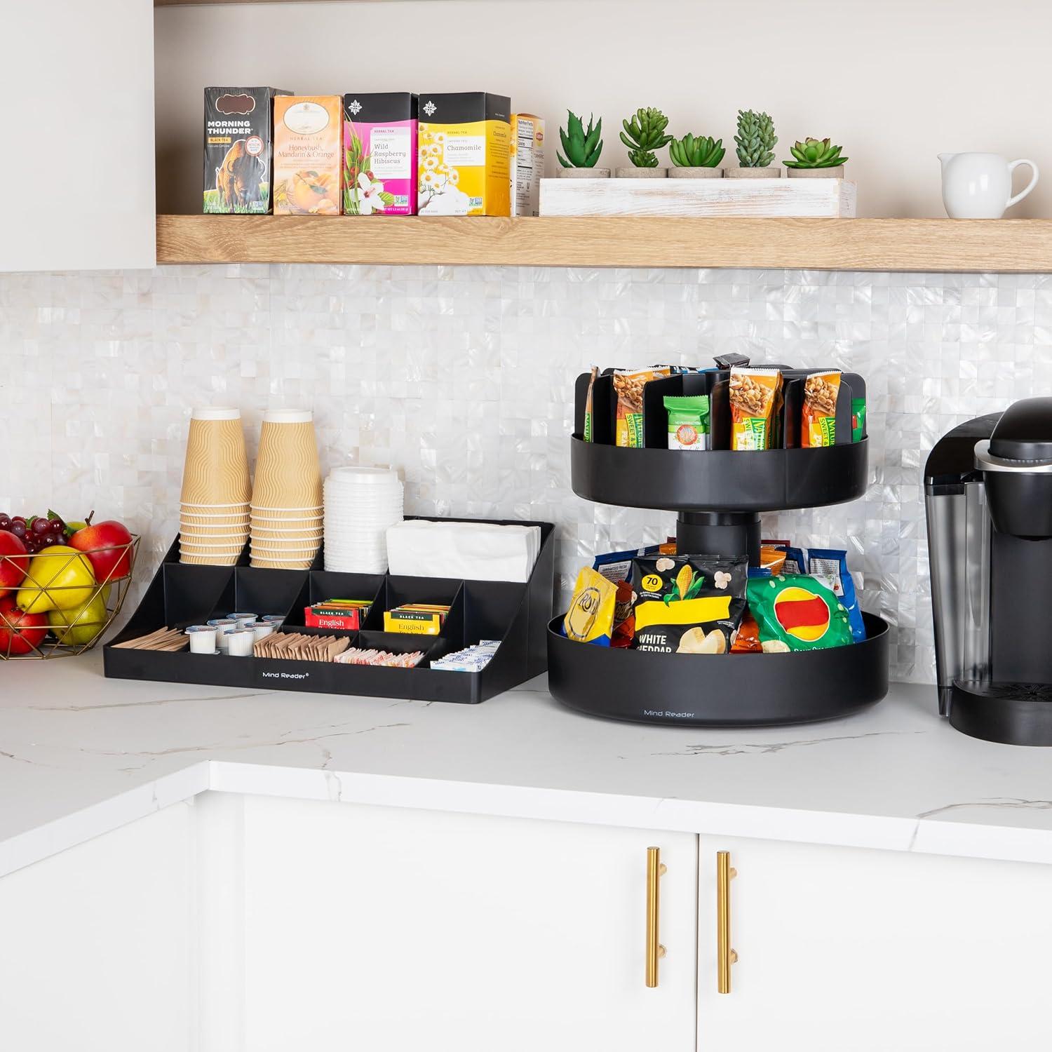 imageMind Reader Cup and Condiment Station Snack Carousel Set Countertop Organizer Pantry 17875Lx95Wx6625H 2 Pcs BlackBlack