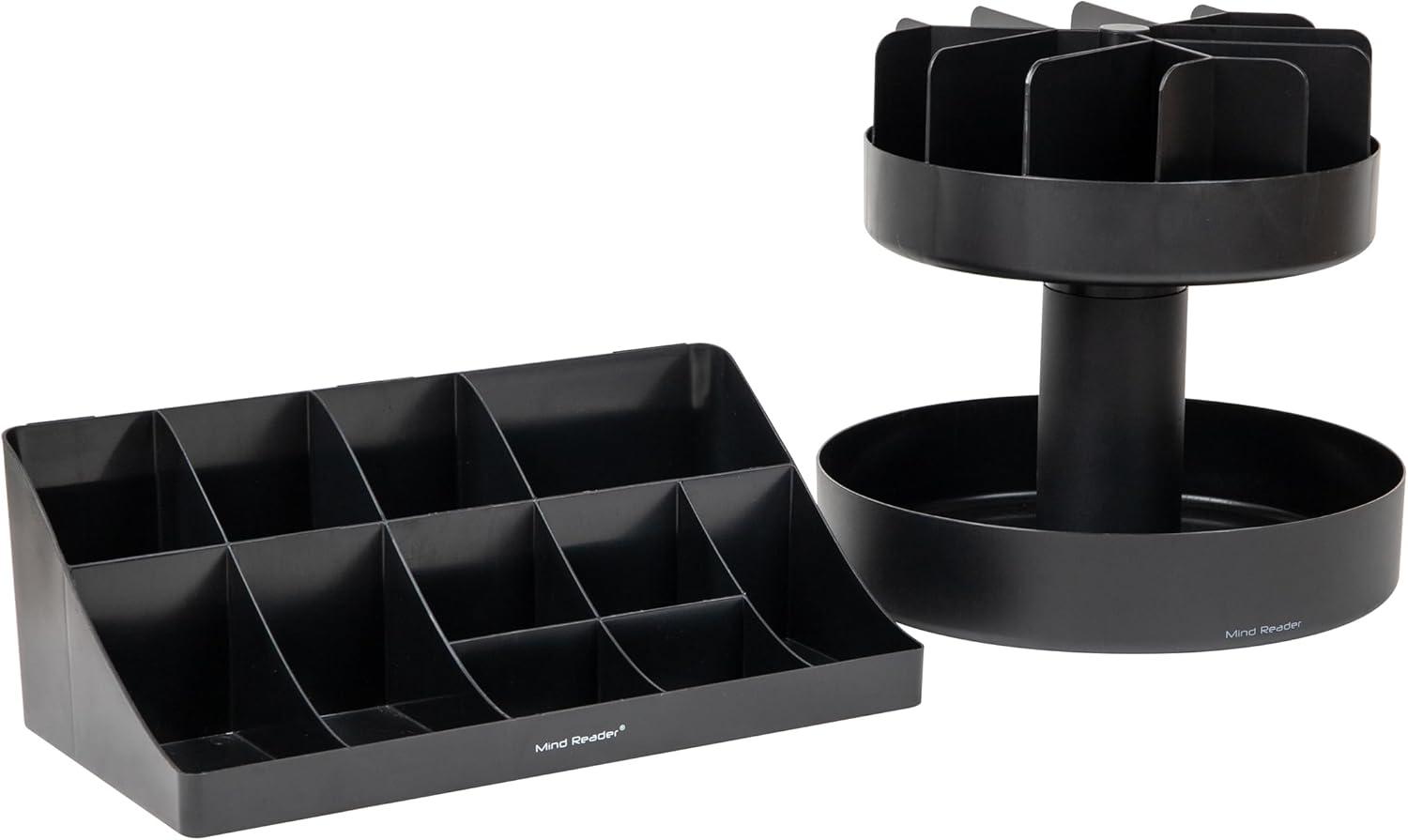 imageMind Reader Cup and Condiment Station Snack Carousel Set Countertop Organizer Pantry 17875Lx95Wx6625H 2 Pcs BlackBlack