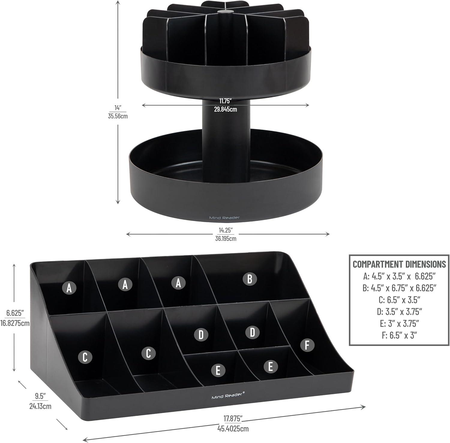 imageMind Reader Cup and Condiment Station Snack Carousel Set Countertop Organizer Pantry 17875Lx95Wx6625H 2 Pcs BlackBlack