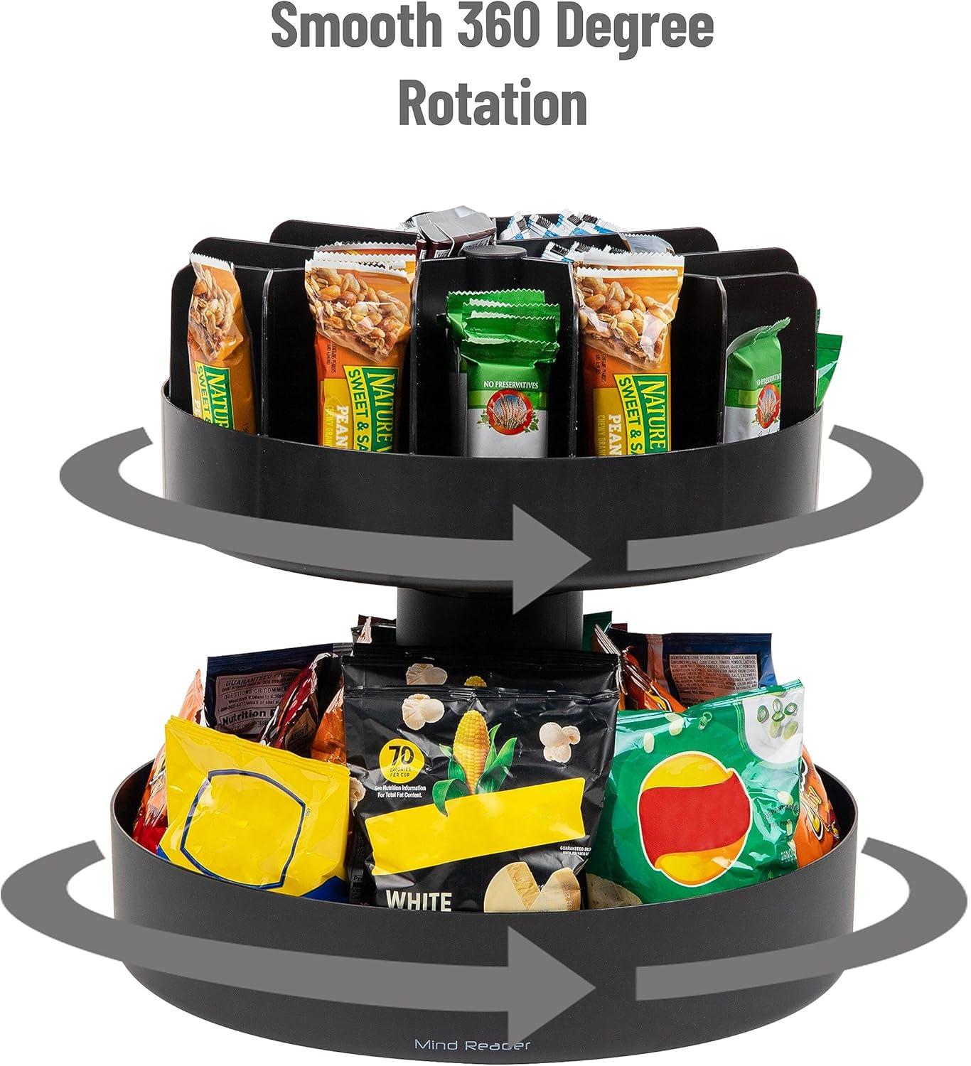 imageMind Reader Cup and Condiment Station Snack Carousel Set Countertop Organizer Pantry 17875Lx95Wx6625H 2 Pcs BlackBlack