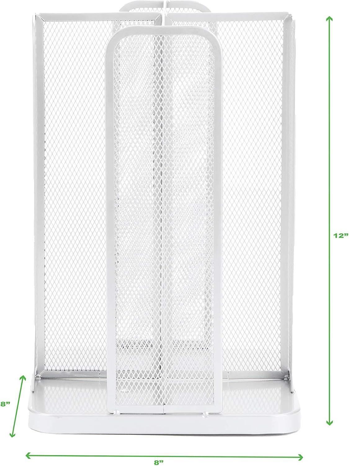 imageMind Reader Cup and Lid Carousel Countertop Org Coffee Bar Beverage Cup Holder Metal Mesh 8L x 8W x 115H WhiteWhite