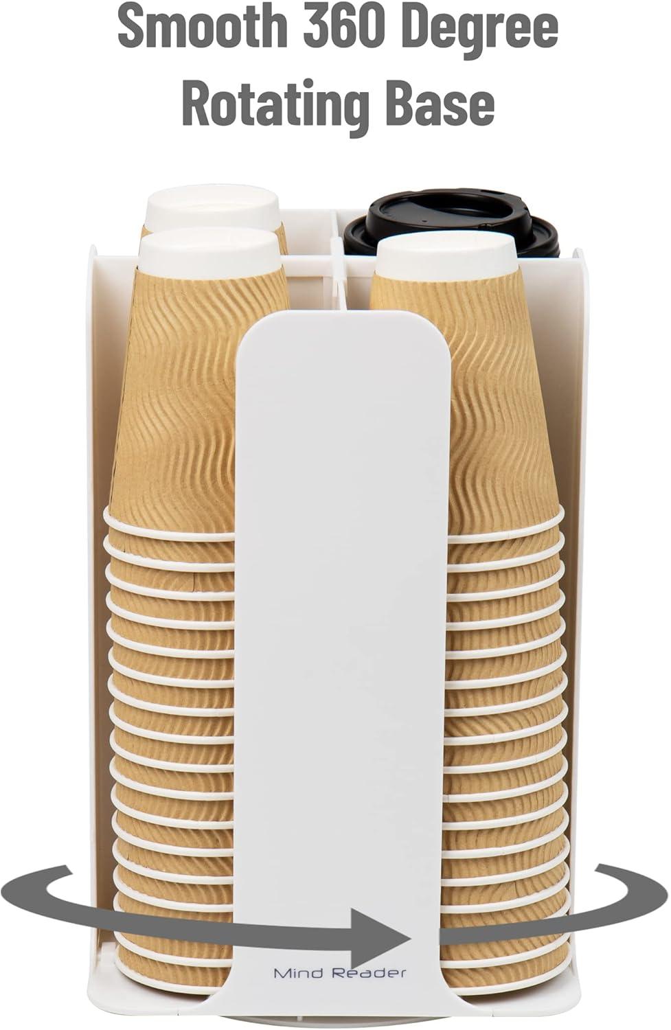 imageMind Reader Cup and Lid Carousel Countertop Org Coffee Bar Beverage Cup Holder Plastic 775L x 775W x 115H WhiteWhite