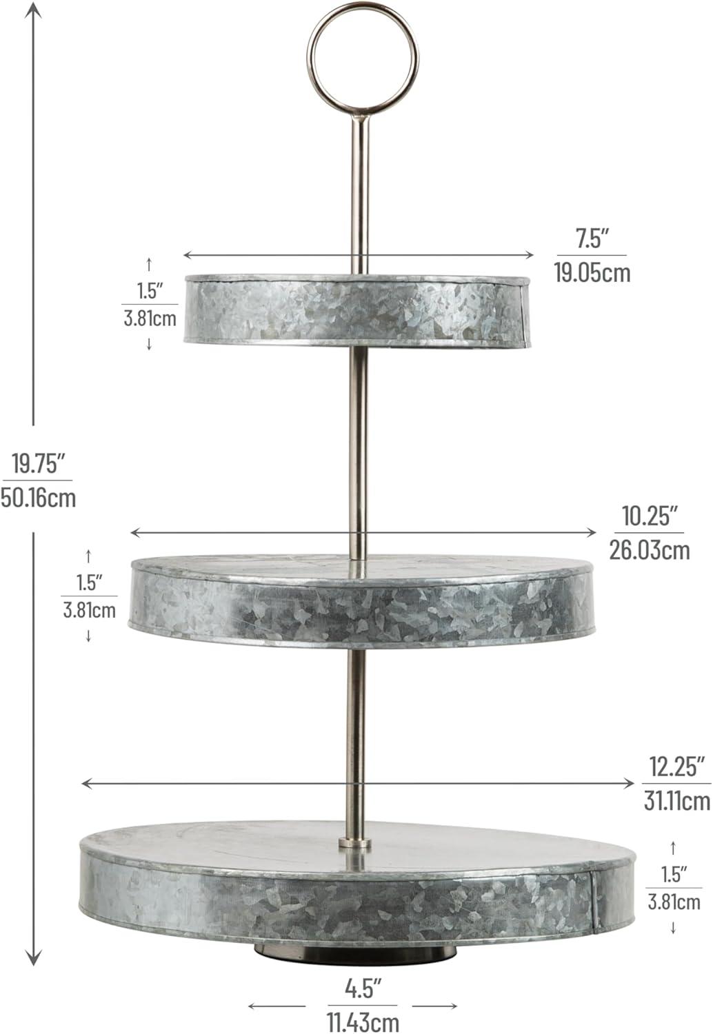 imageMind Reader Cupcake Stand Tiered Dessert Table Display Kitchen Tower Galvanized Metal 12L x 12W x 21H Silver