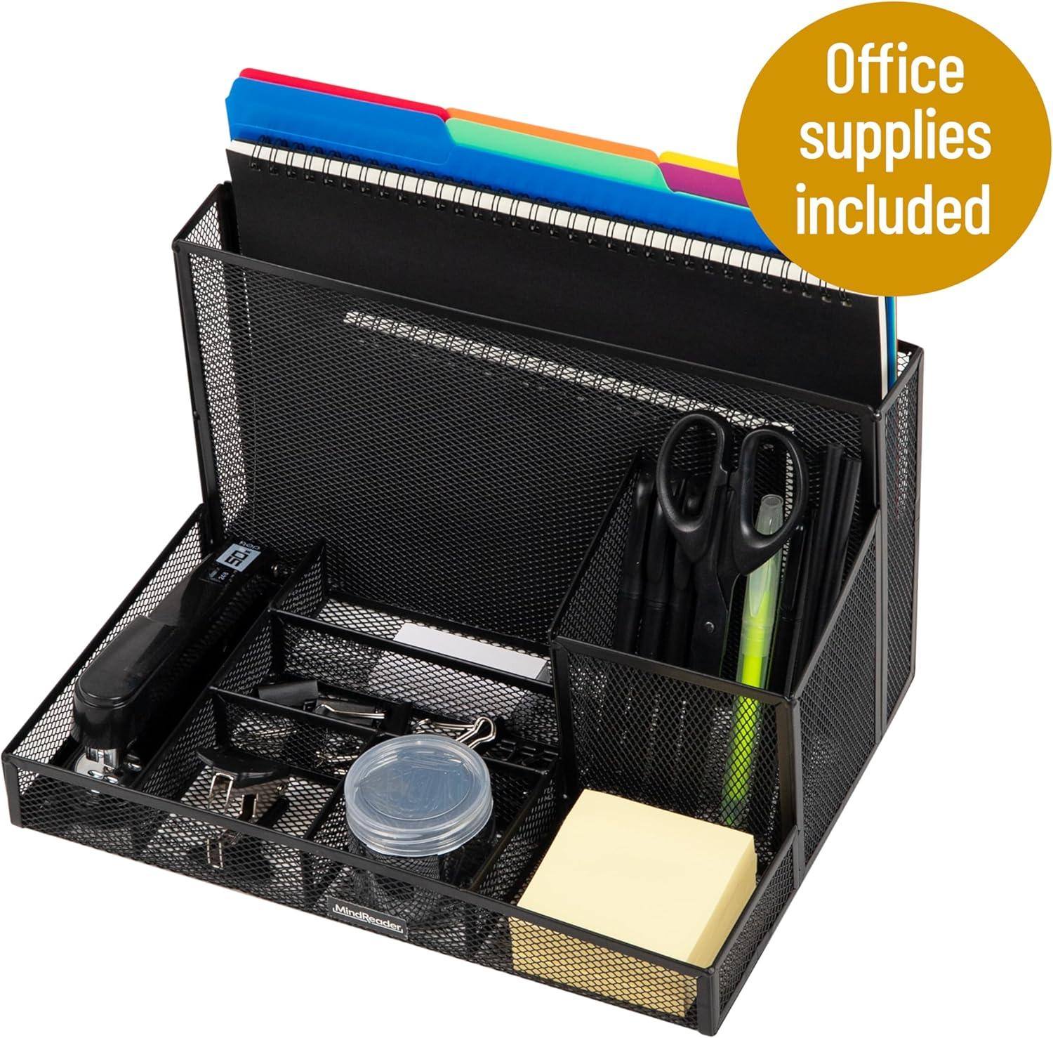 imageMind Reader Desktop Organizer with Office Supplies Included Vertical File Storage Metal 125L x 9W x 725H Black