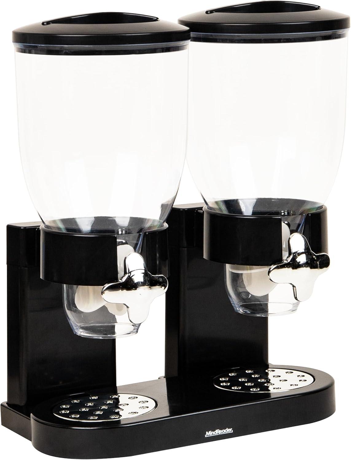 imageMind Reader Double Cereal Dispenser for Countertop 2 x 2L Airtight Containers Rotating Dry Food Dispenser for Cereal Rice Candy Coffee Beans WhiteBlack