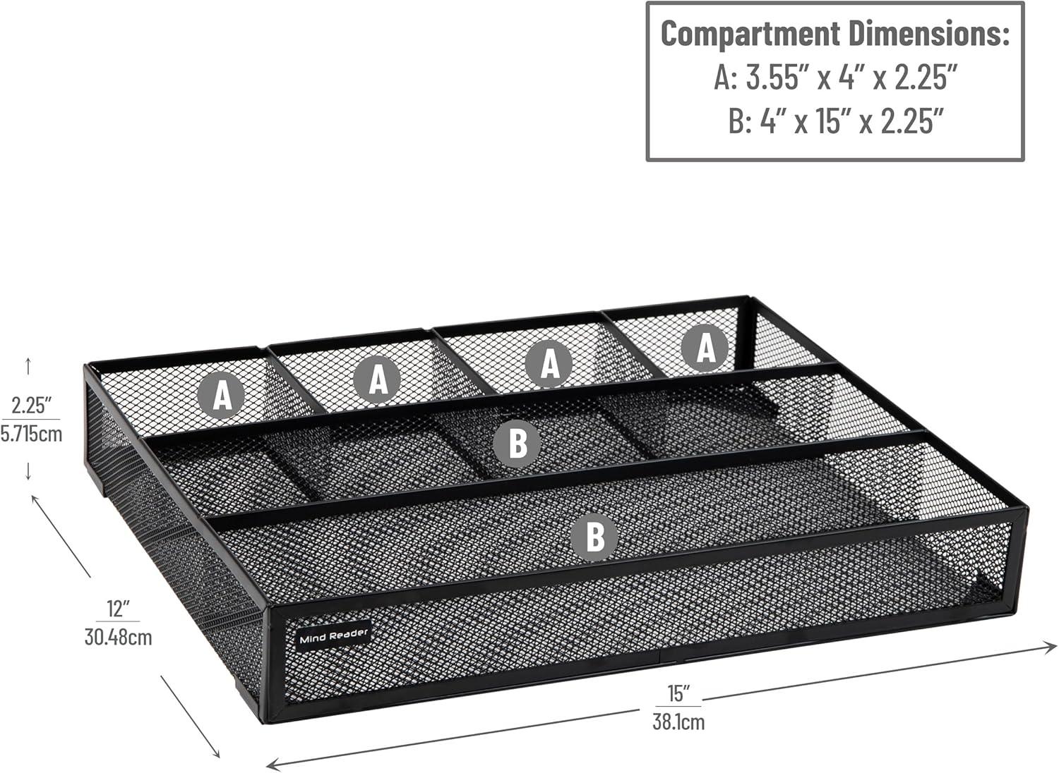 imageMind Reader Drawer Organizer Desk Org Utensil Organizer Office Kitchen Metal Mesh Set of 2 SilverBlack