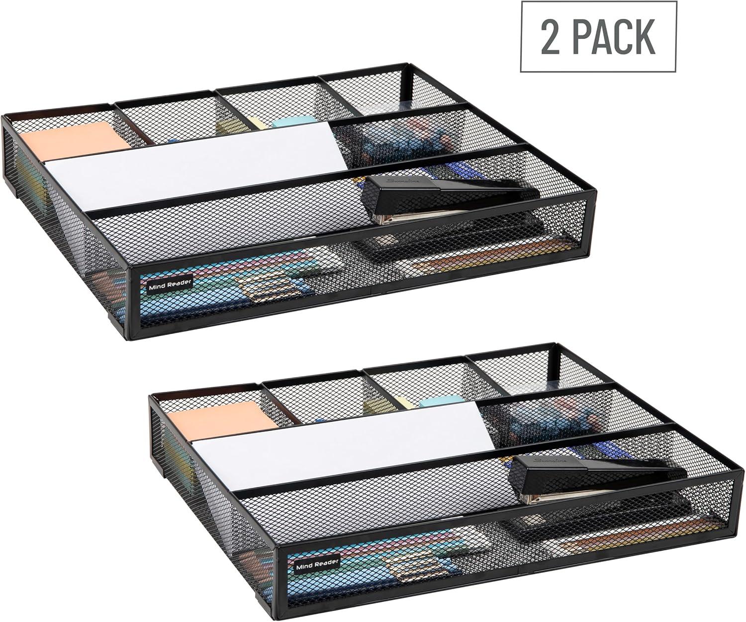 imageMind Reader Drawer Organizer Desk Org Utensil Organizer Office Kitchen Metal Mesh Set of 2 SilverBlack