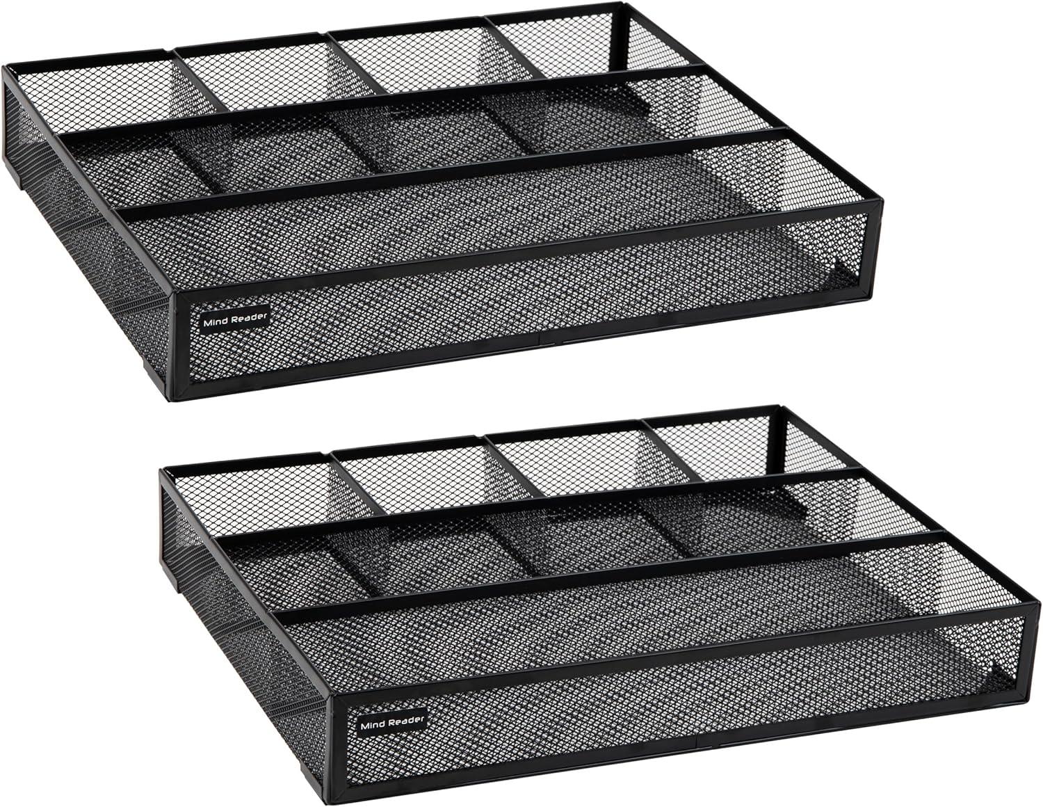 imageMind Reader Drawer Organizer Desk Org Utensil Organizer Office Kitchen Metal Mesh Set of 2 SilverBlack