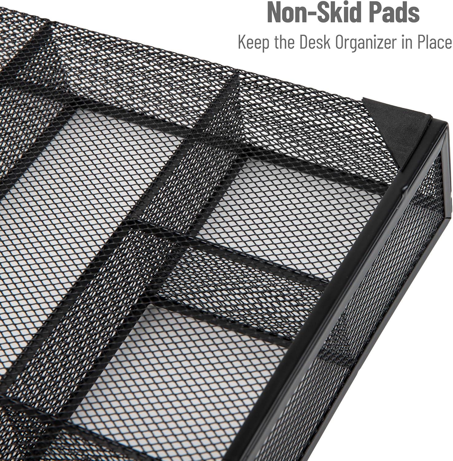 imageMind Reader Drawer Organizer Desk Org Utensil Organizer Office Kitchen Metal Mesh Set of 2 SilverBlack