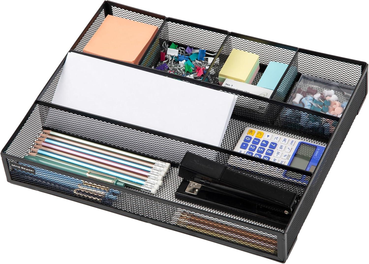 imageMind Reader Drawer Organizer Desk Org Utensil Organizer Office Kitchen Metal Mesh Set of 2 SilverBlack