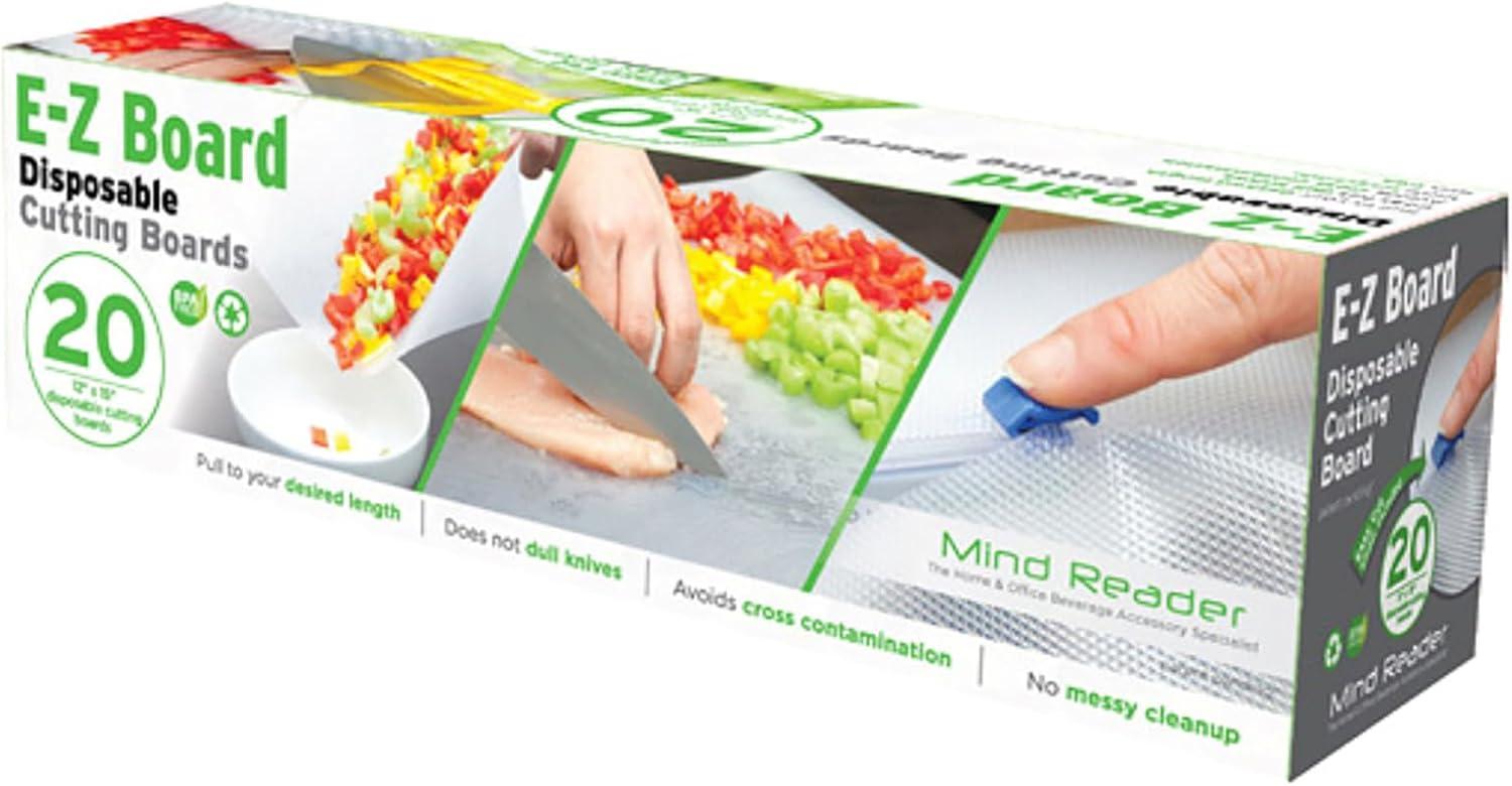 imageMind Reader EZ Board Disposable Plastic Cutting Board 20 Square Feet Easy CleanUp and Convenient Use Ideal for Camping Hunting Boating and For People With Food Allergies Clear2 Pack