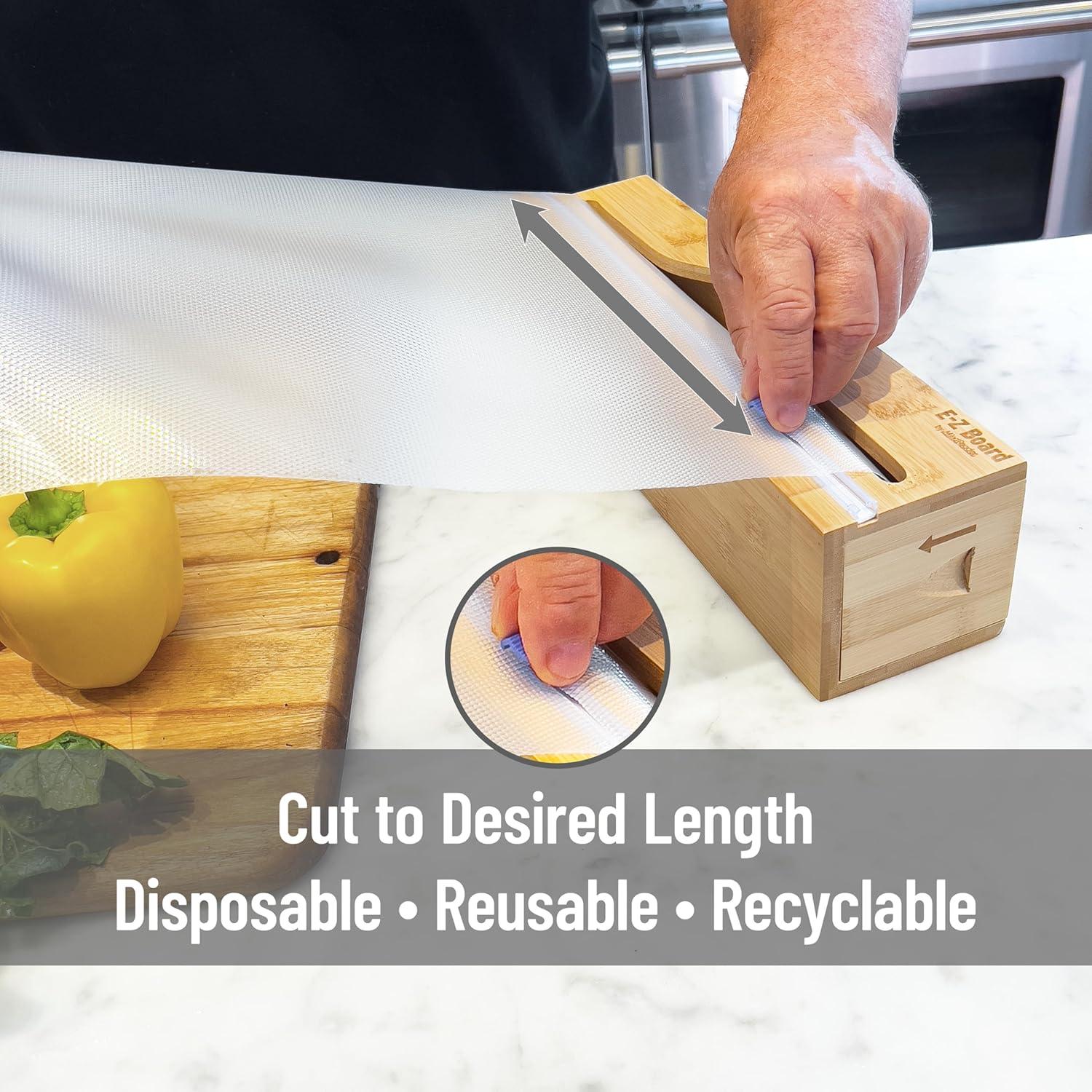 imageMind Reader EZ Board Disposable Plastic Cutting Board 20 Square Feet Easy CleanUp and Convenient Use Ideal for Camping Hunting Boating and For People With Food Allergies ClearBamboo Box