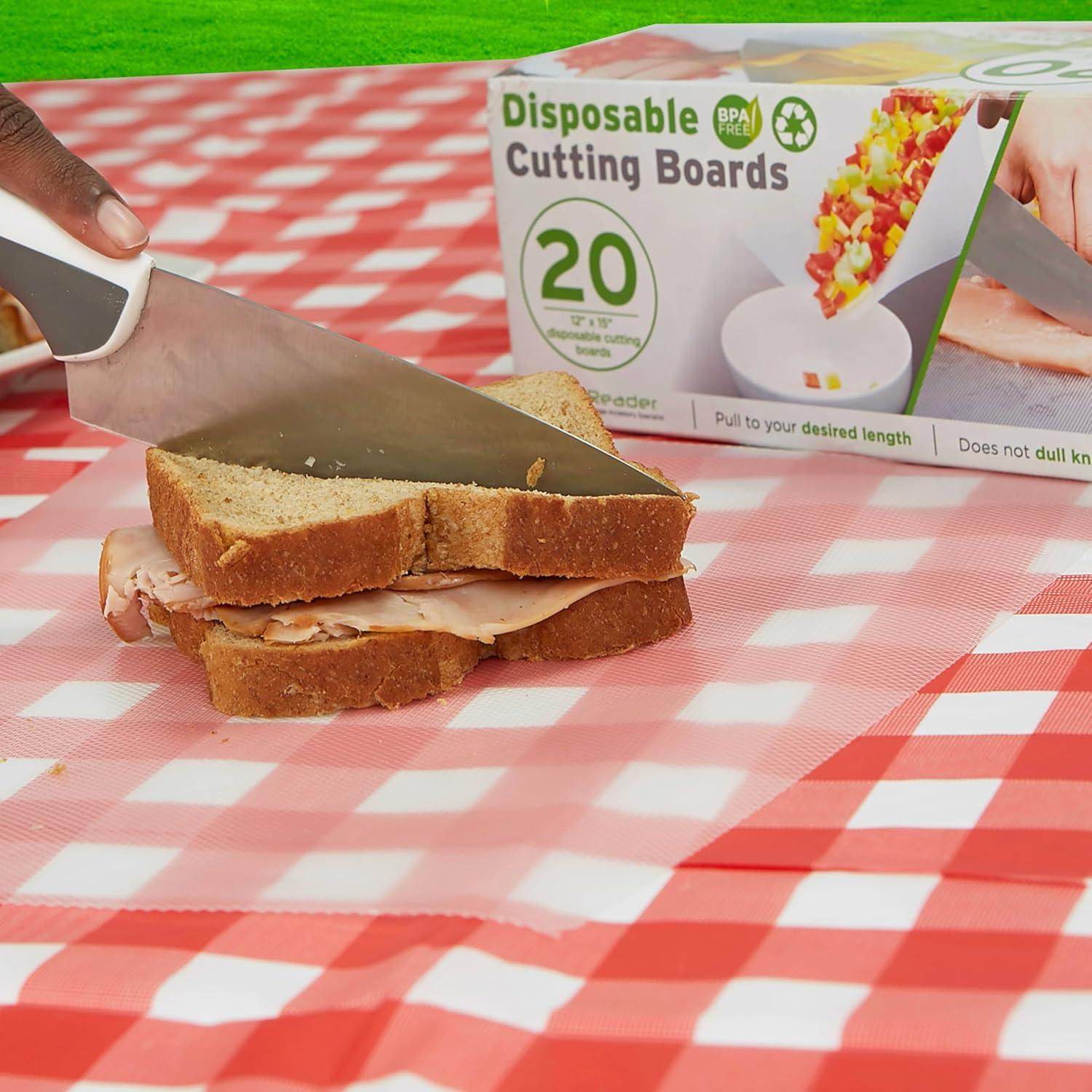 imageMind Reader EZ Board Disposable Plastic Cutting Board 20 Square Feet Easy CleanUp and Convenient Use Ideal for Camping Hunting Boating and For People With Food Allergies Clear2 Pack