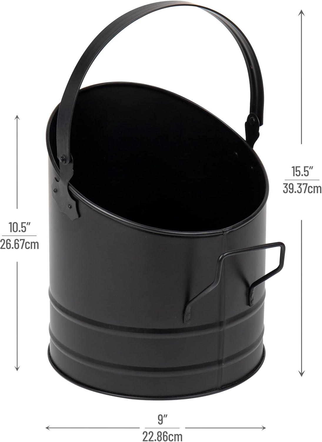 imageMind Reader Fireplace Ash Bucket 6L 15 gal Capacity Wood Stove Fireplace Accessories Metal 9L x 9W x 105H BlackLarge