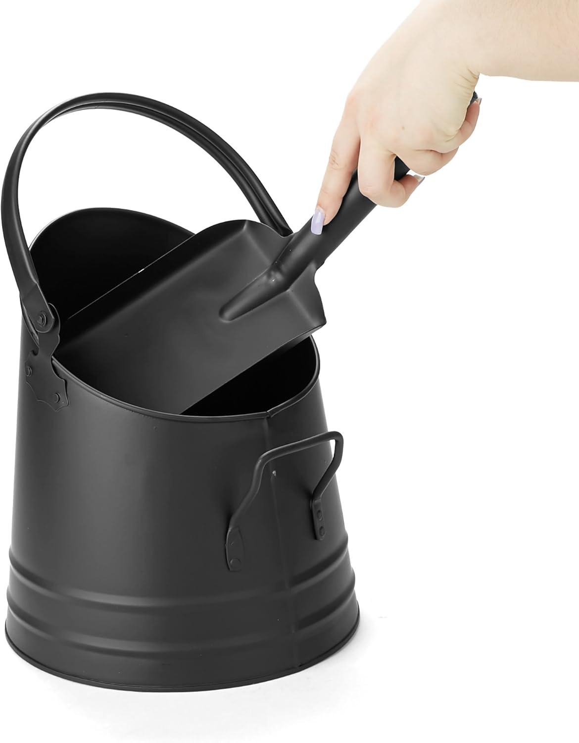 imageMind Reader Fireplace Ash Bucket 6L 15 gal Capacity Wood Stove Fireplace Accessories Metal 9L x 9W x 105H BlackSmall