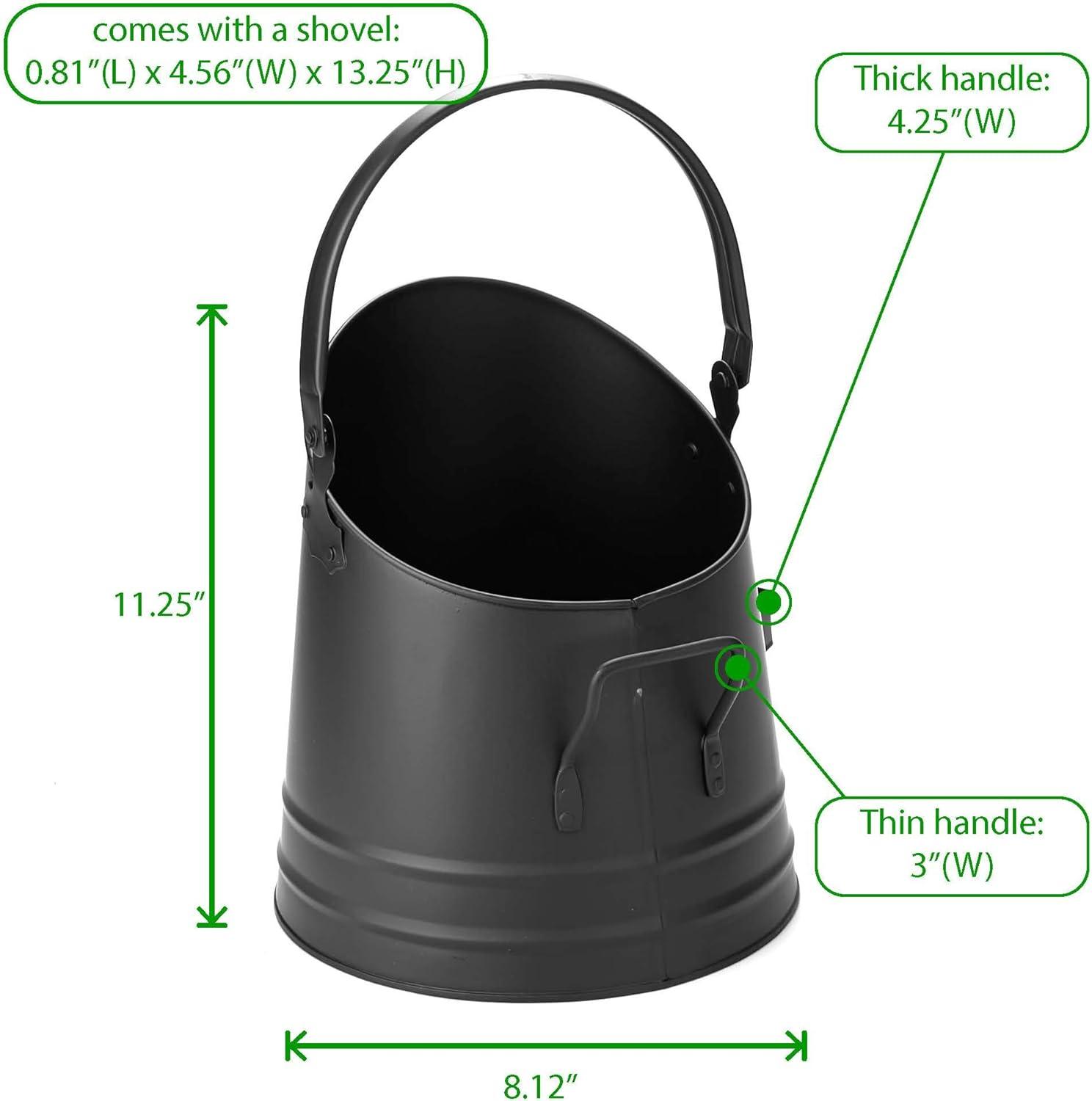imageMind Reader Fireplace Ash Bucket 6L 15 gal Capacity Wood Stove Fireplace Accessories Metal 9L x 9W x 105H BlackSmall