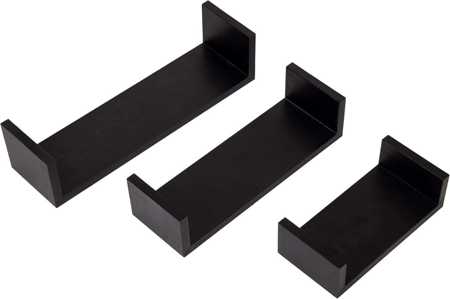 imageMind Reader Floating Shelves for Wall Room Decor Living Room Bathroom Shelf MDF 1675 L x 45 W x 4H Set of 3 WhiteBlack