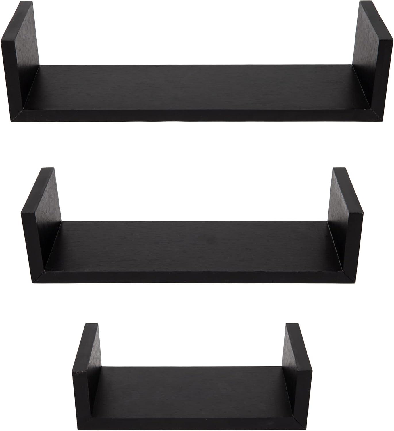 imageMind Reader Floating Shelves for Wall Room Decor Living Room Bathroom Shelf MDF 1675 L x 45 W x 4H Set of 3 WhiteBlack