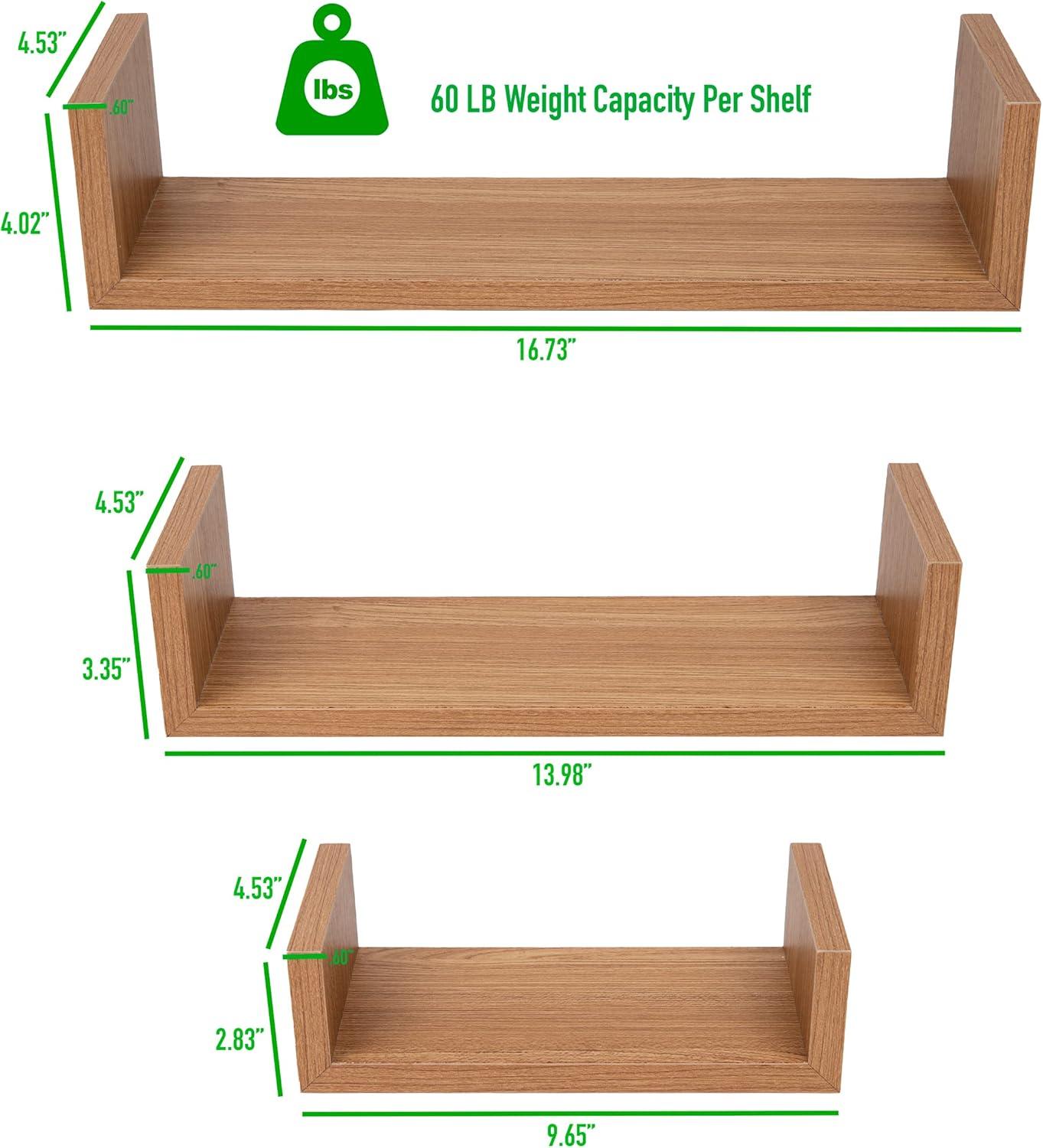 imageMind Reader Floating Shelves for Wall Room Decor Living Room Bathroom Shelf MDF 1675 L x 45 W x 4H Set of 3 WhiteBrown