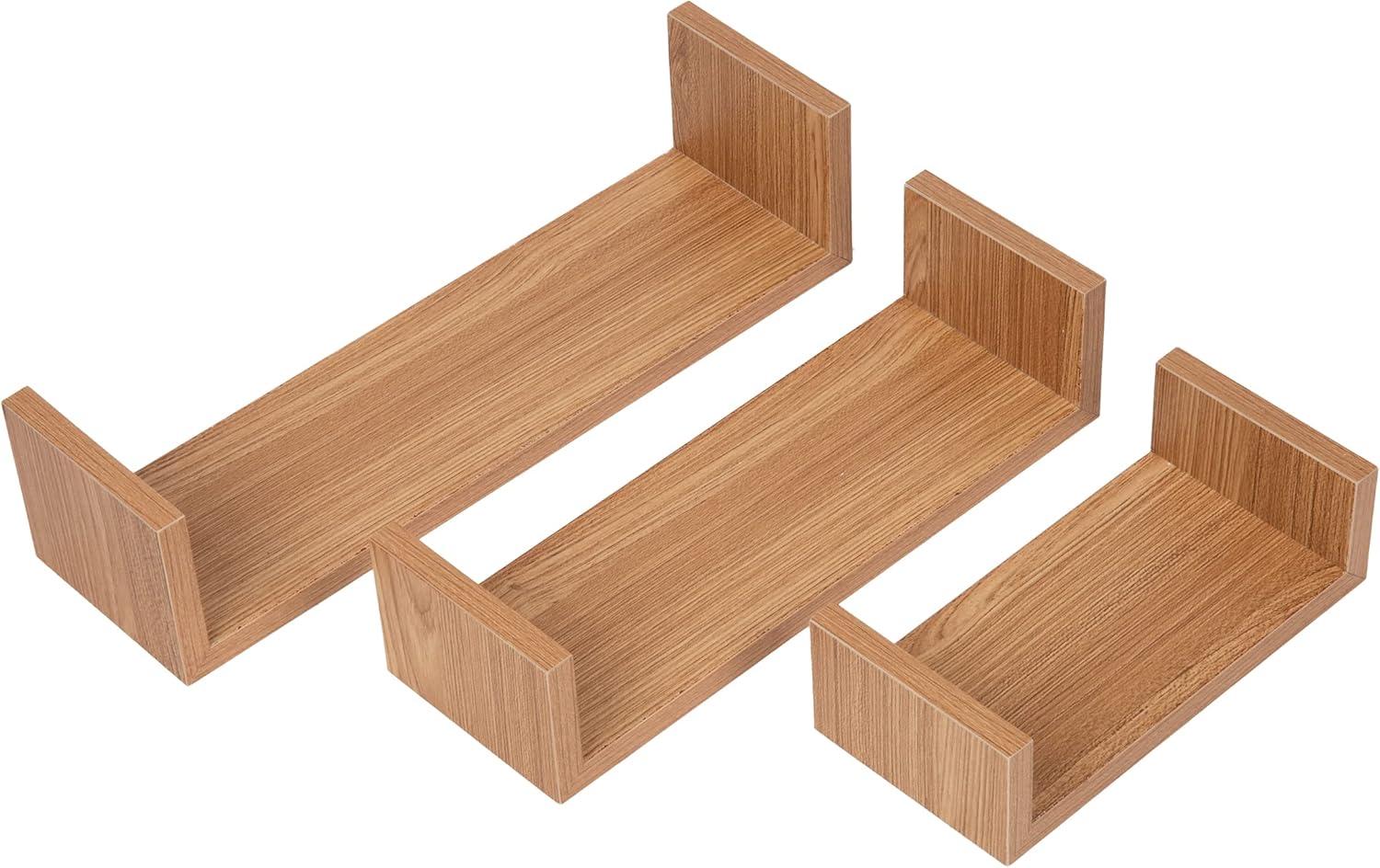 imageMind Reader Floating Shelves for Wall Room Decor Living Room Bathroom Shelf MDF 1675 L x 45 W x 4H Set of 3 WhiteBrown
