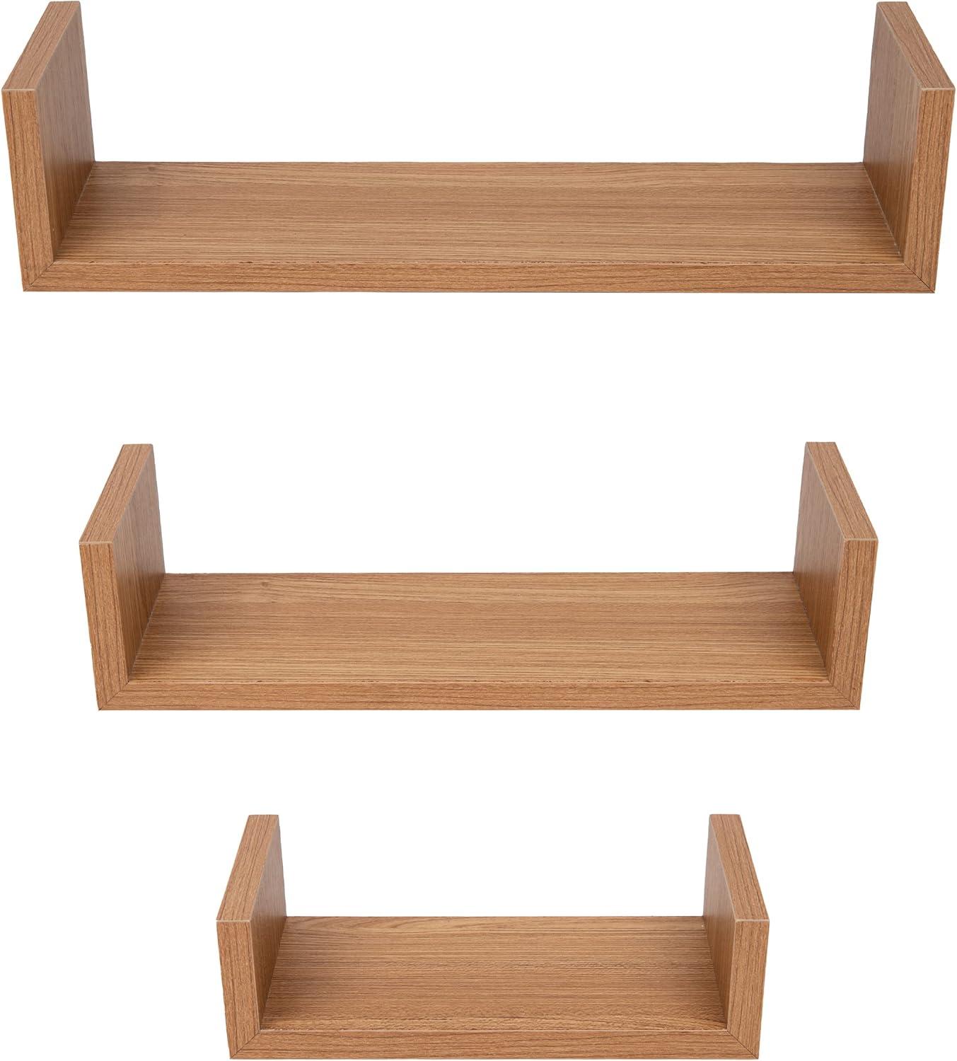 imageMind Reader Floating Shelves for Wall Room Decor Living Room Bathroom Shelf MDF 1675 L x 45 W x 4H Set of 3 WhiteBrown