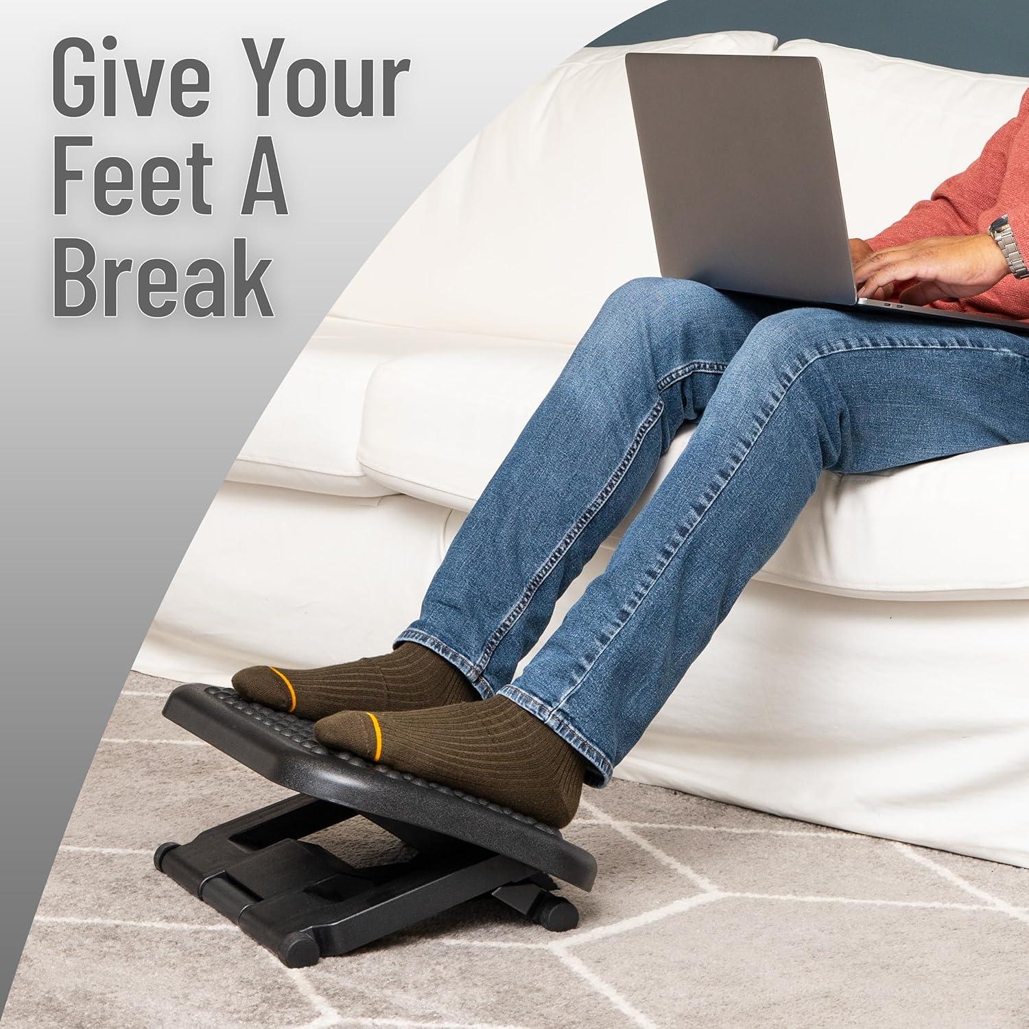 imageMind Reader Foot Rest Under Desk at Work Ergonomic Height Adjustable Office Plastic 17L x 13W x 625H Black2Pack