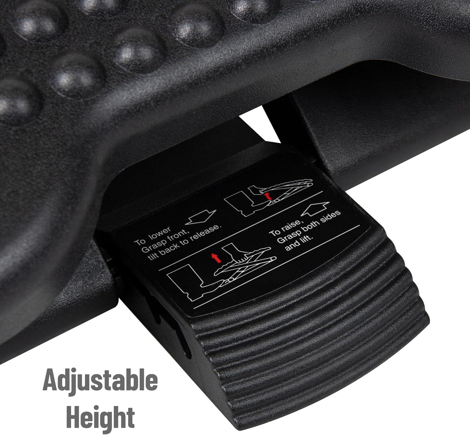 imageMind Reader Foot Rest Under Desk at Work Ergonomic Height Adjustable Office Plastic 17L x 13W x 625H Black2Pack