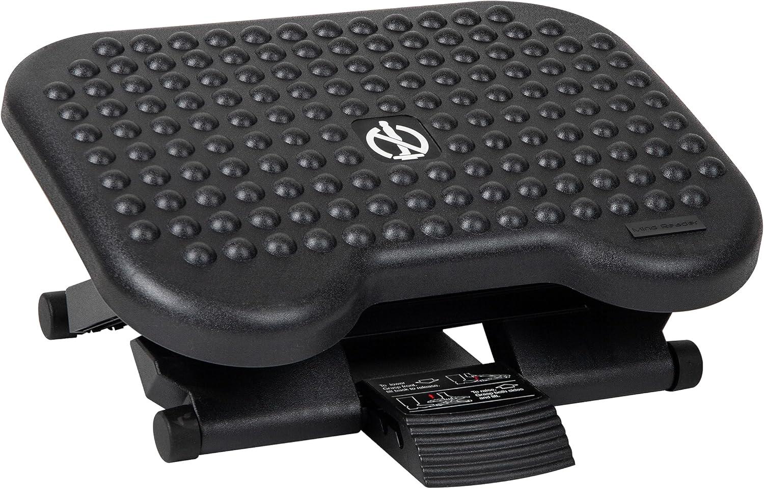 imageMind Reader Foot Rest Under Desk at Work Ergonomic Height Adjustable Office Plastic 17L x 13W x 625H Black2Pack