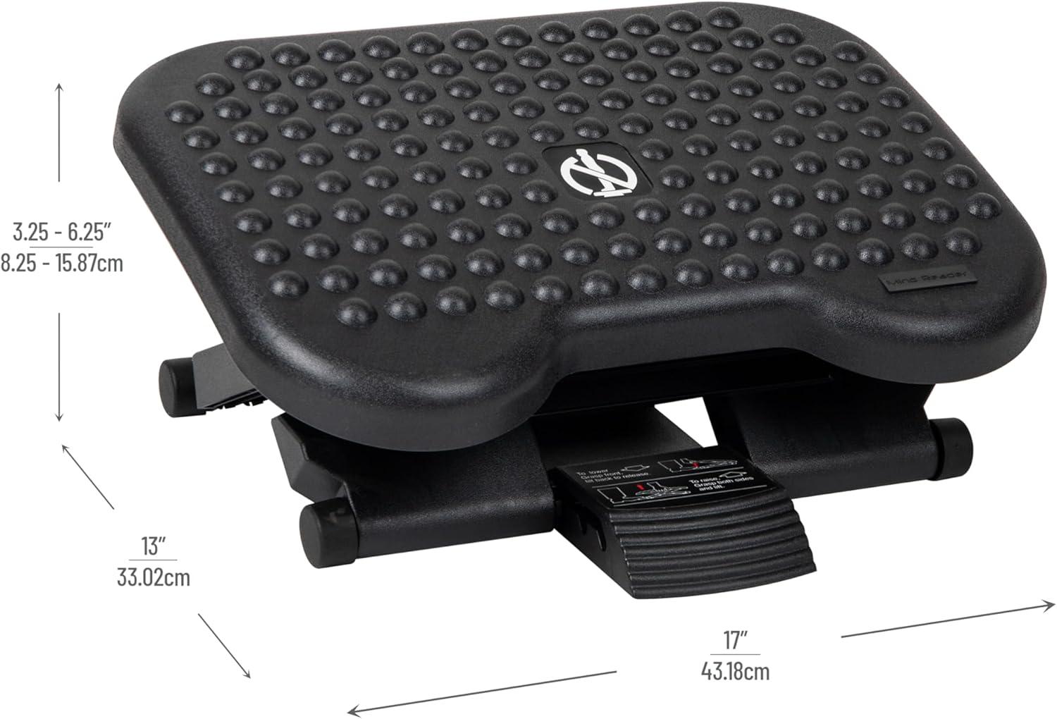 imageMind Reader Foot Rest Under Desk at Work Ergonomic Height Adjustable Office Plastic 17L x 13W x 625H BlackSingle Pack of 5