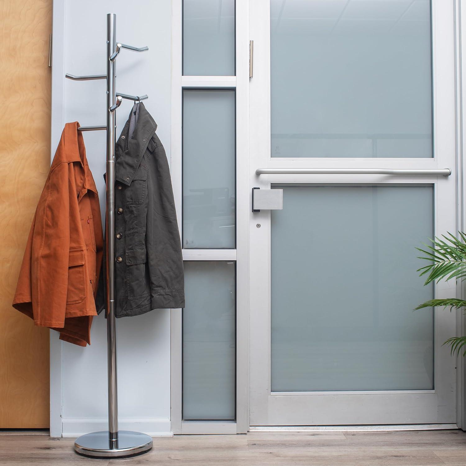 imageMind Reader Freestanding Coat Rack MultiHook Organizer for Office or Entryway Metal Silver