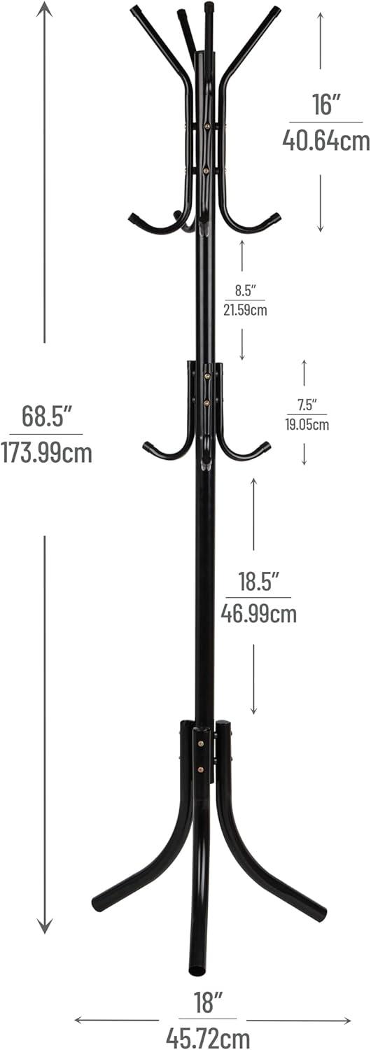 imageMind Reader Freestanding Coat Rack MultiTier Organizer for Office and Entryway Metal SilverBlack