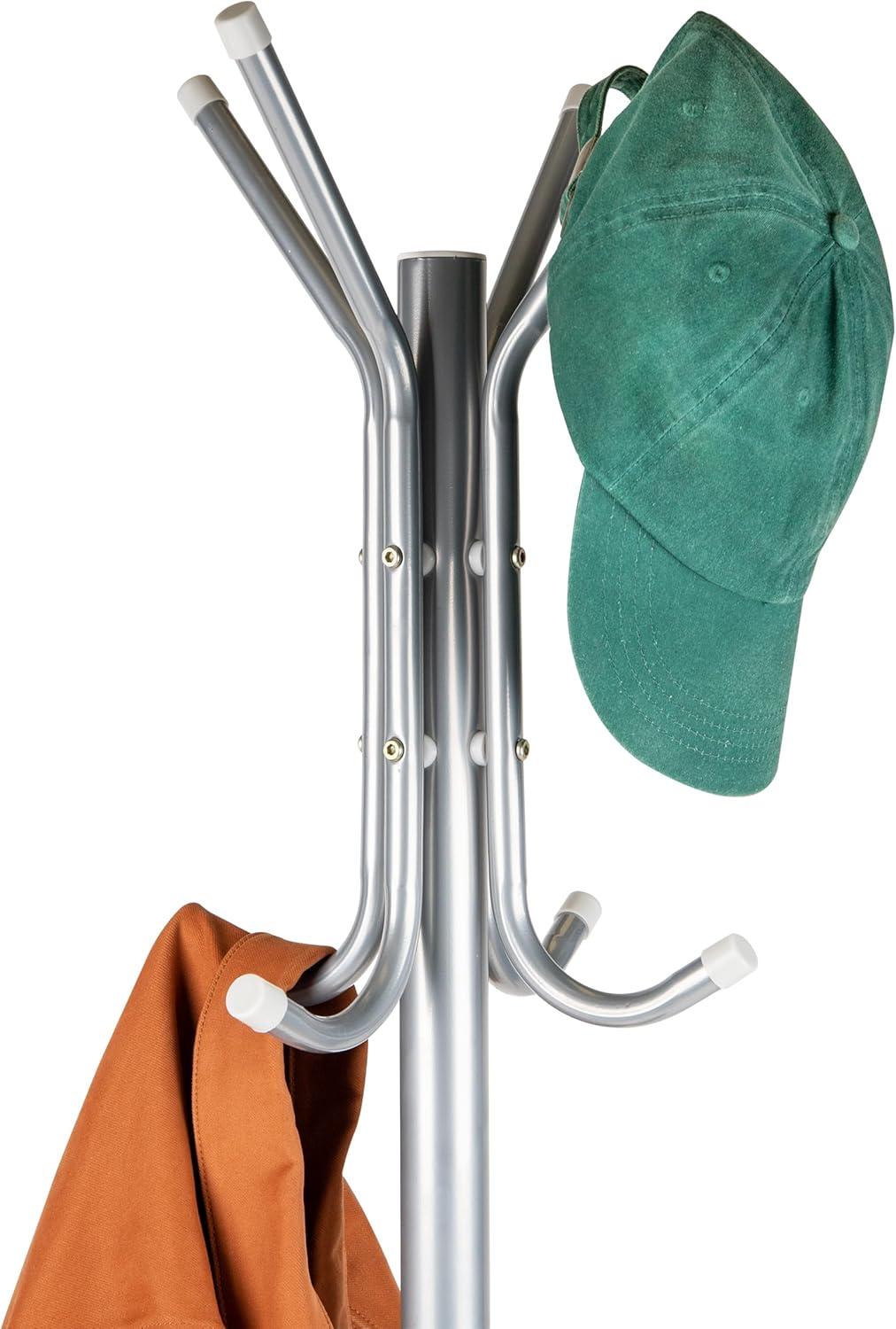 imageMind Reader Freestanding Coat Rack MultiTier Organizer for Office and Entryway Metal SilverSilver