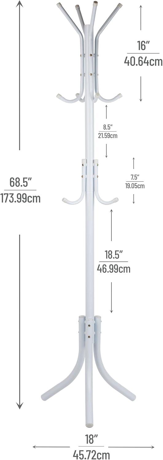 imageMind Reader Freestanding Coat Rack MultiTier Organizer for Office and Entryway Metal SilverWhite