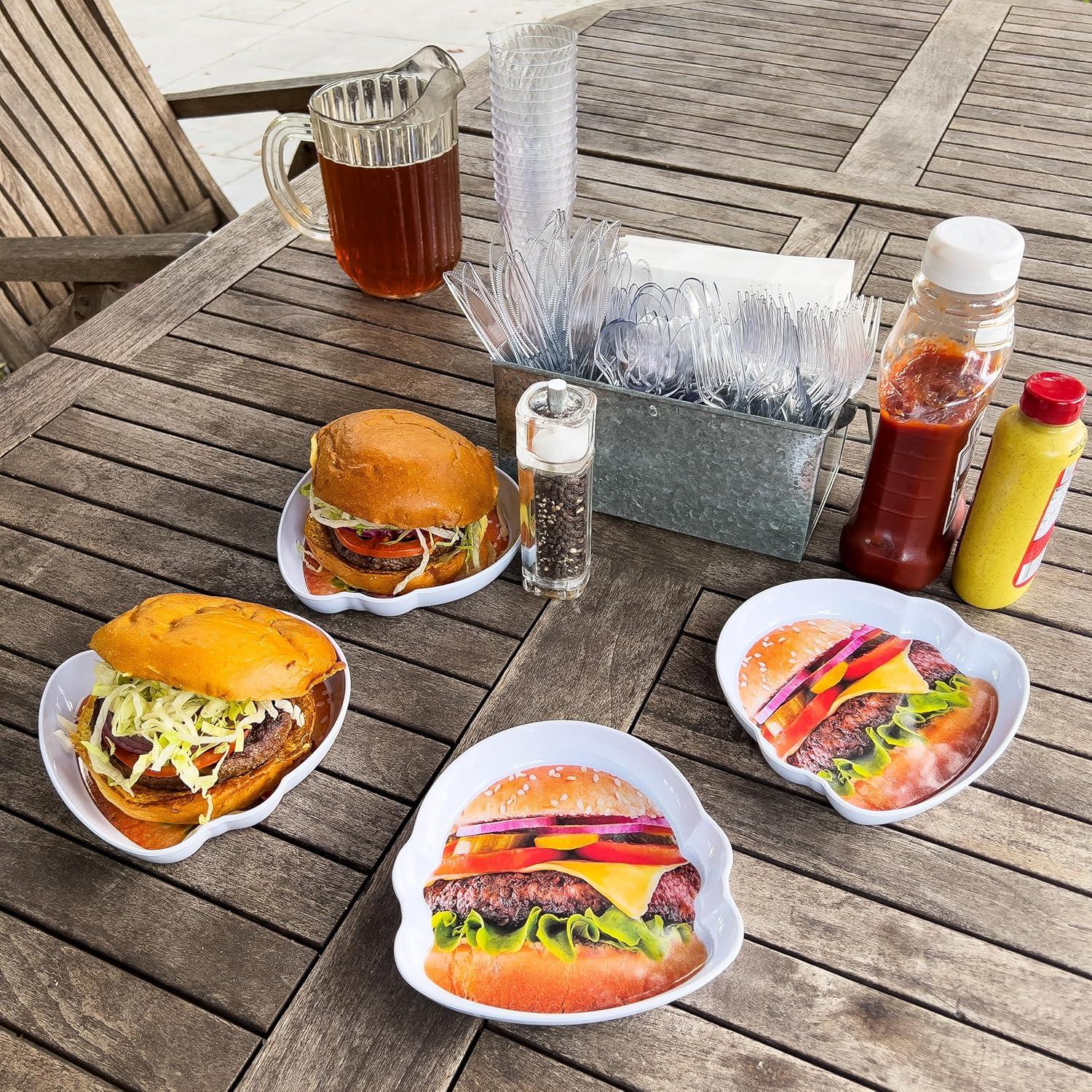 imageMind Reader French Fry Serving Set Hosting Essentials Outdoor Kitchen Melamine 475L x 325W x 675H 4 pcs WhiteCheeseburger
