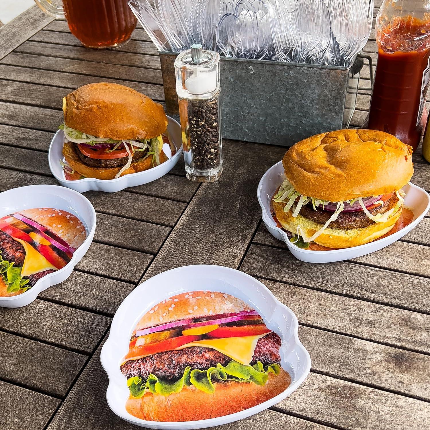 imageMind Reader French Fry Serving Set Hosting Essentials Outdoor Kitchen Melamine 475L x 325W x 675H 4 pcs WhiteCheeseburger