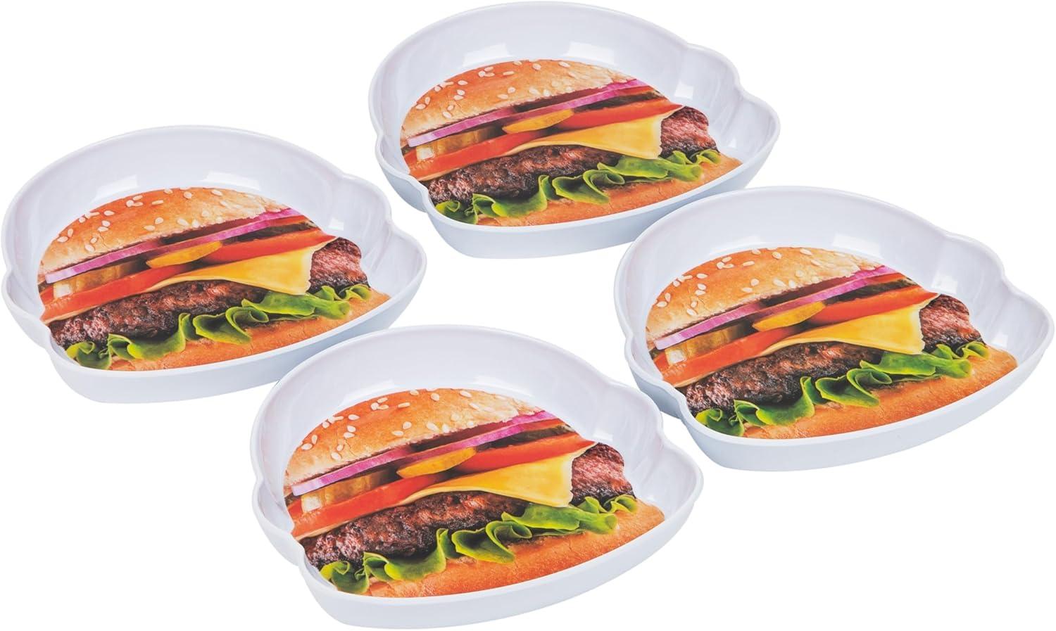 imageMind Reader French Fry Serving Set Hosting Essentials Outdoor Kitchen Melamine 475L x 325W x 675H 4 pcs WhiteCheeseburger