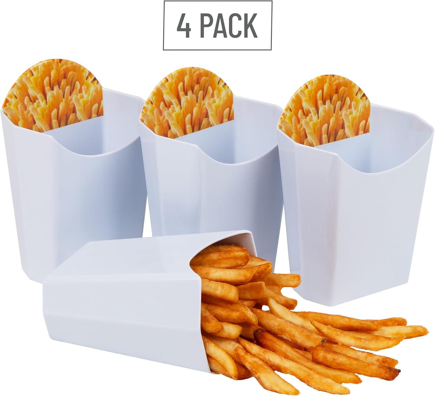 imageMind Reader French Fry Serving Set Hosting Essentials Outdoor Kitchen Melamine 475L x 325W x 675H 4 pcs WhiteFrench Fry