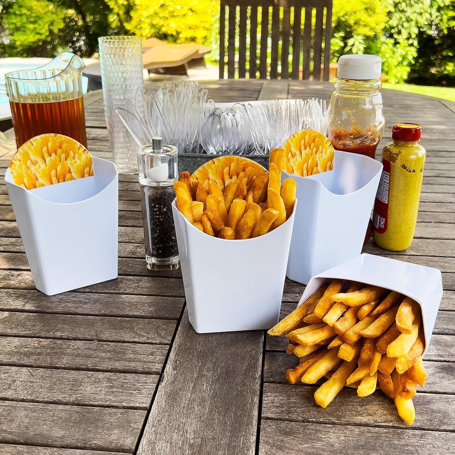 imageMind Reader French Fry Serving Set Hosting Essentials Outdoor Kitchen Melamine 475L x 325W x 675H 4 pcs WhiteFrench Fry