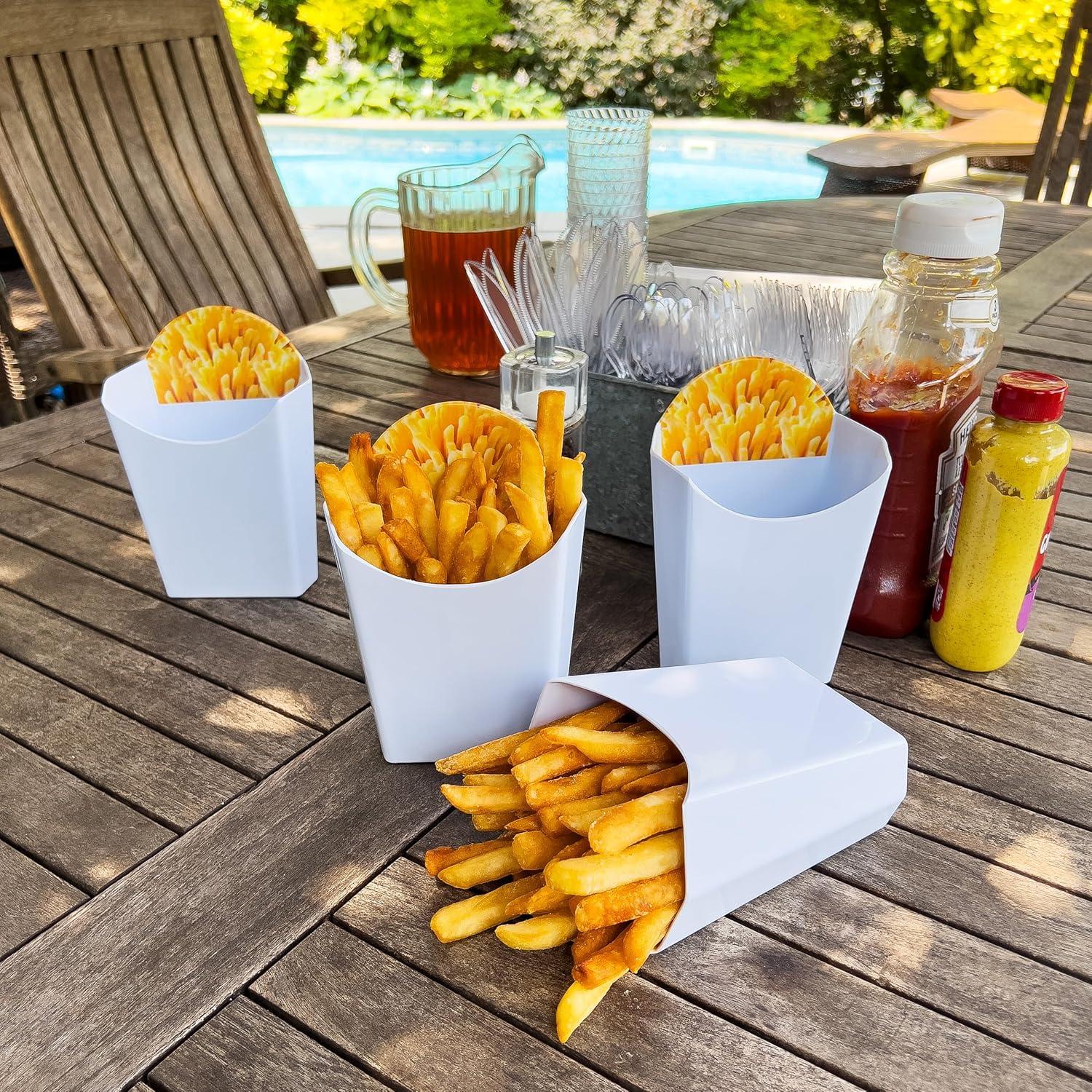 imageMind Reader French Fry Serving Set Hosting Essentials Outdoor Kitchen Melamine 475L x 325W x 675H 4 pcs WhiteFrench Fry